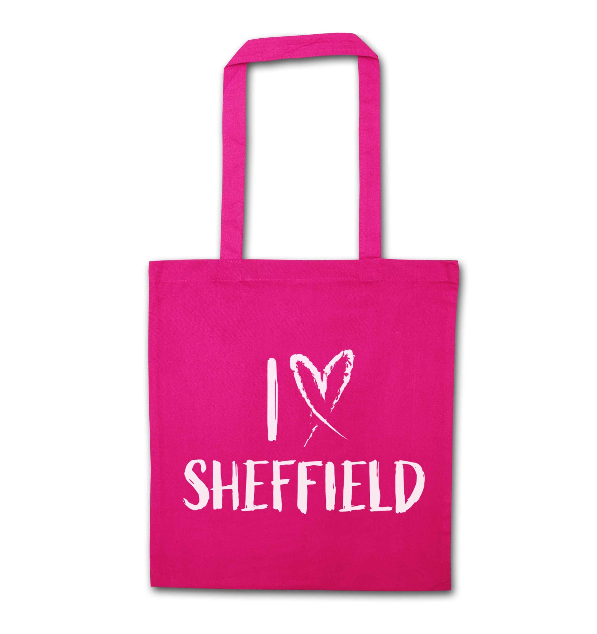 I love Sheffield pink tote bag