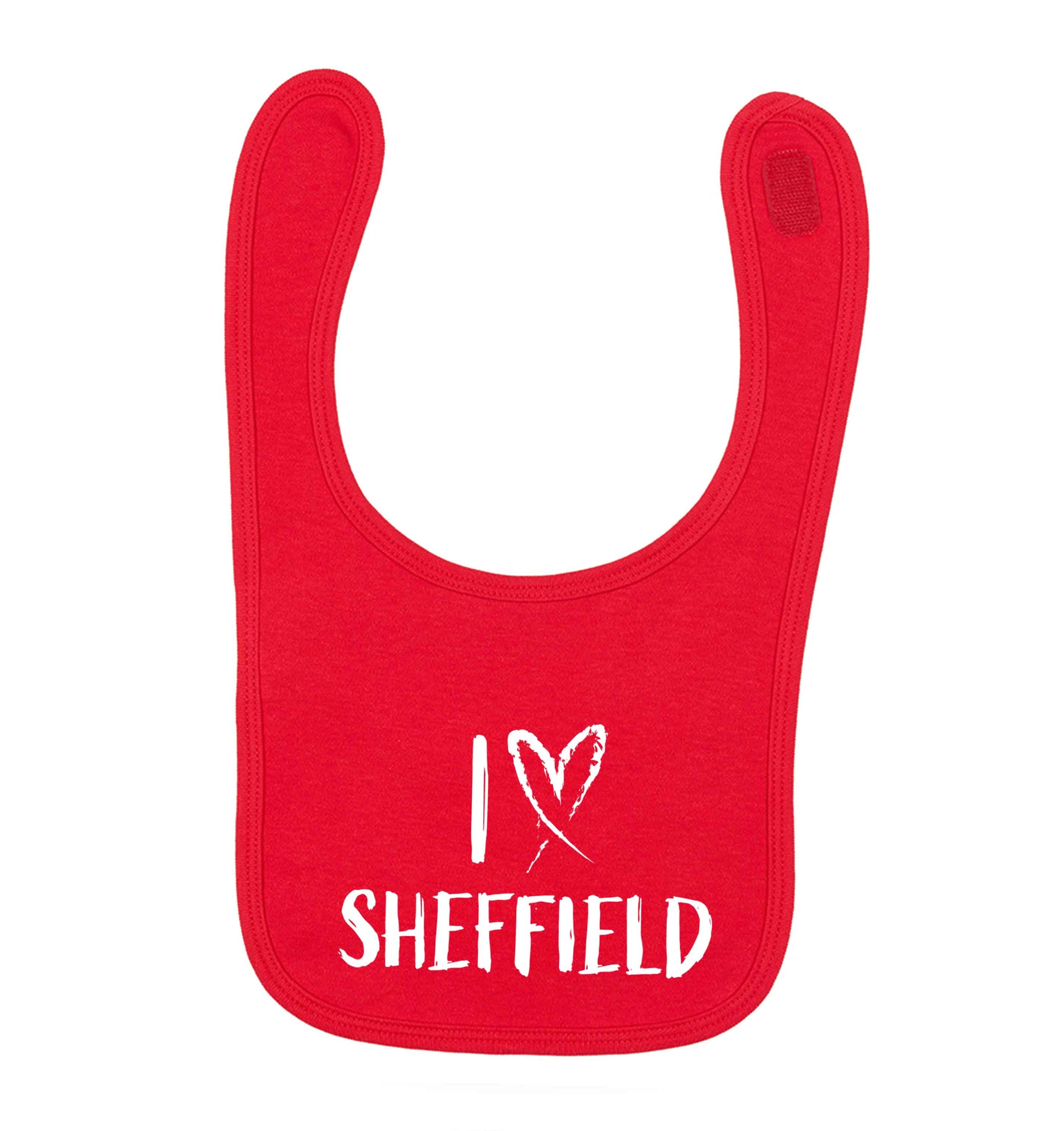 I love Sheffield red baby bib