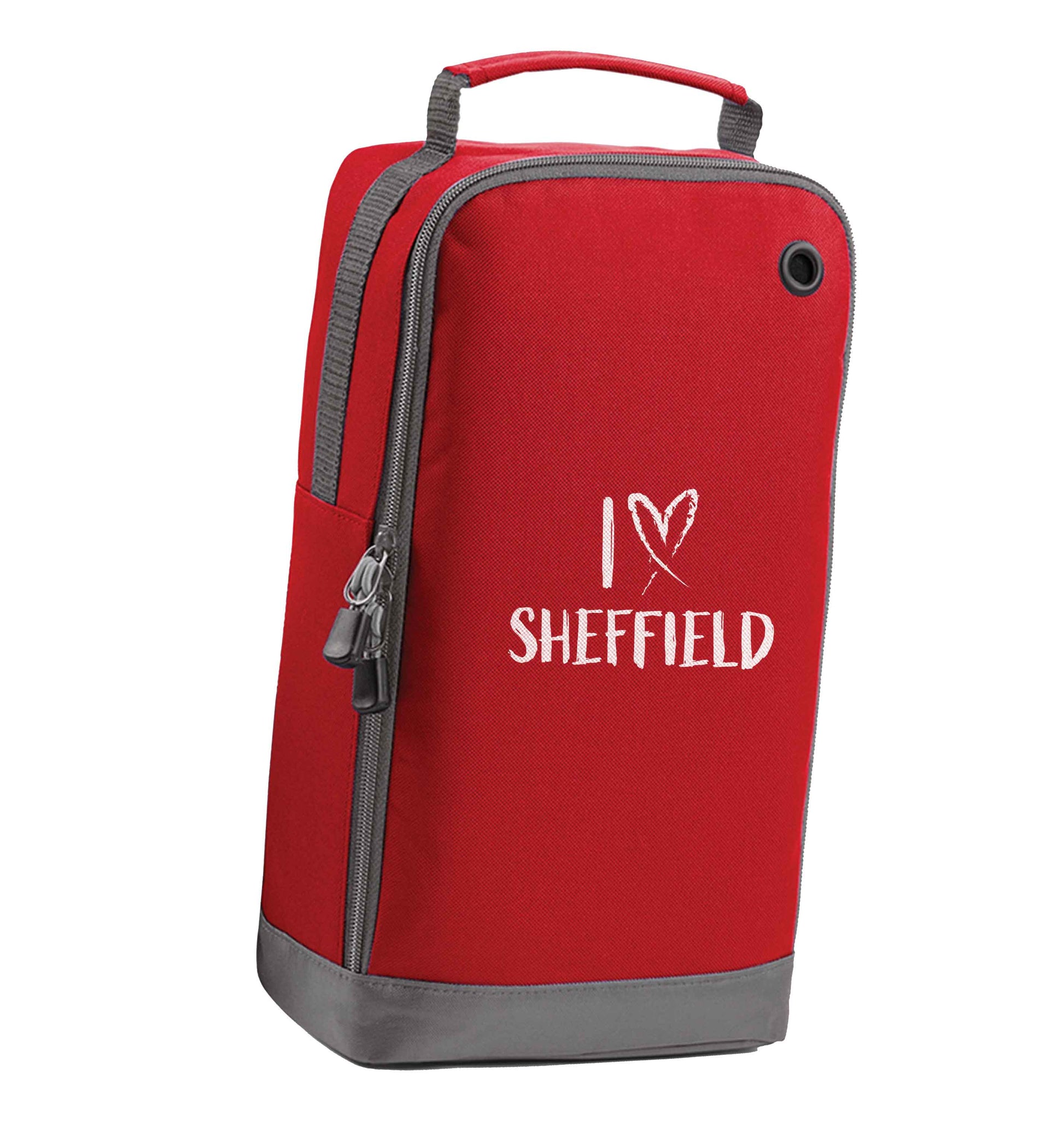 I love Sheffield red sports shoe bag vertical print
