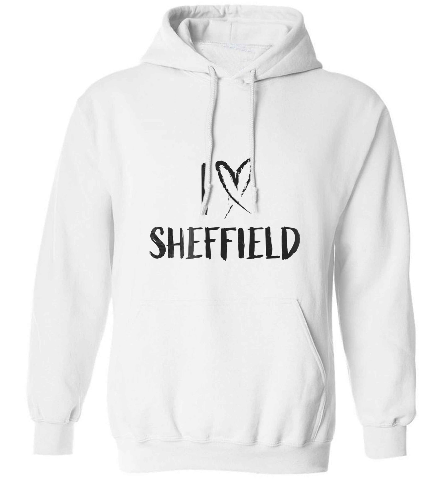 I love Sheffield adults unisex white hoodie 2XL