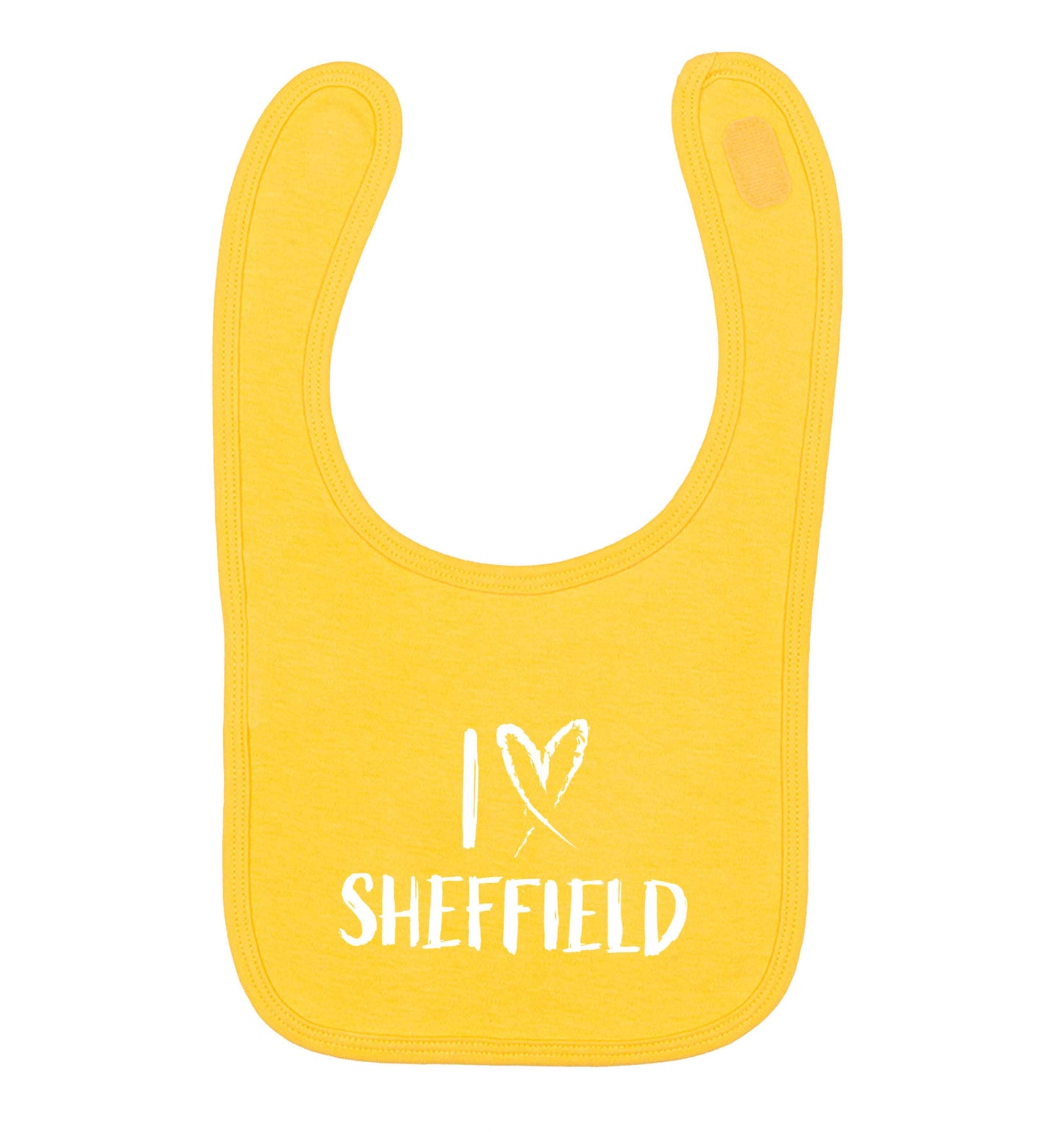 I love Sheffield yellow baby bib