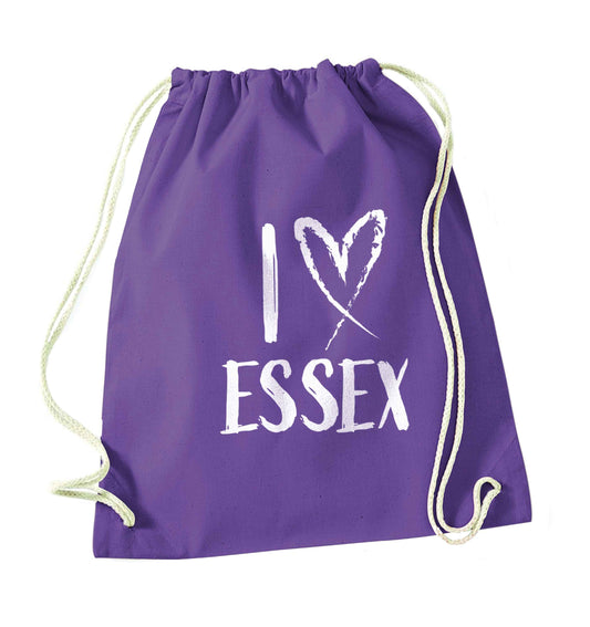I love Essex purple drawstring bag