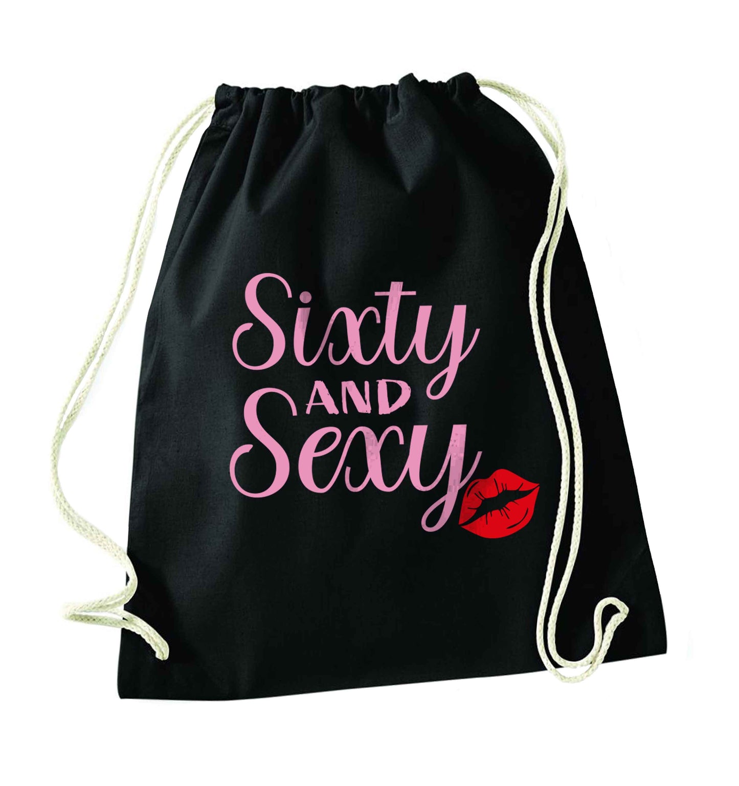 Sixty and sexy black drawstring bag