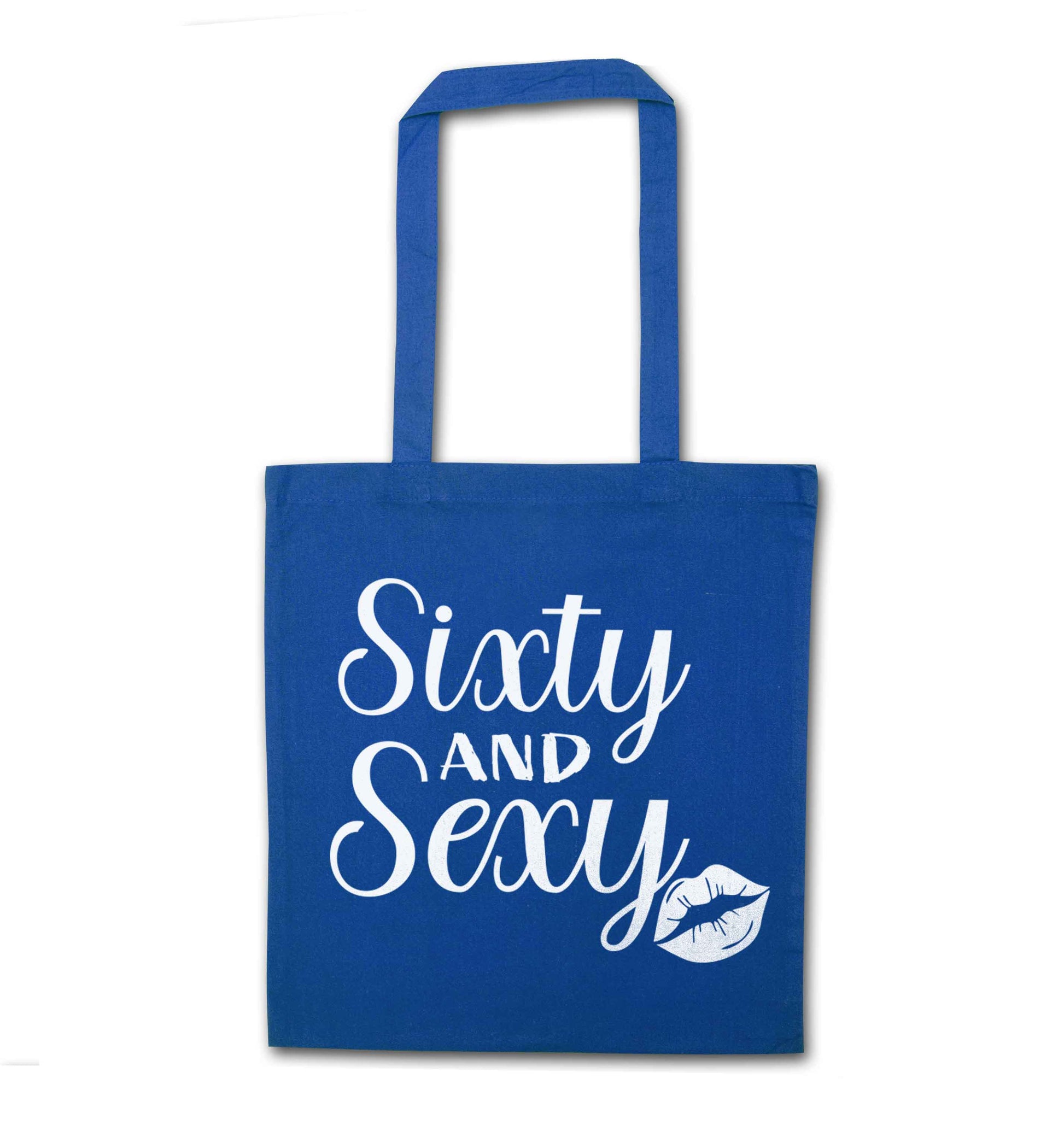Sixty and sexy blue tote bag