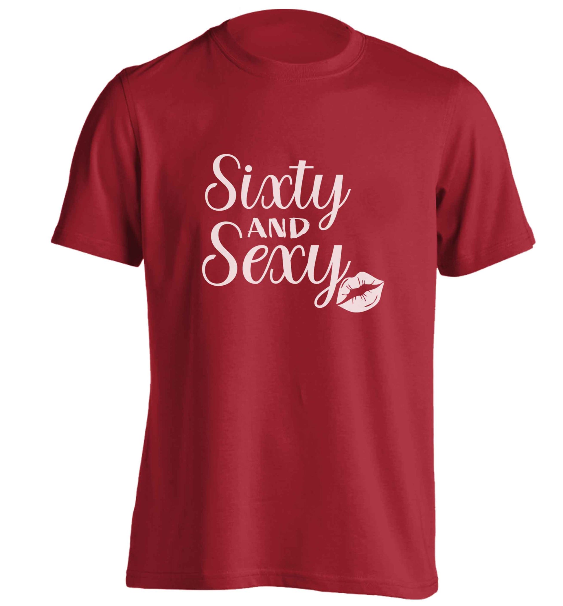 Sixty and sexy adults unisex red Tshirt 2XL
