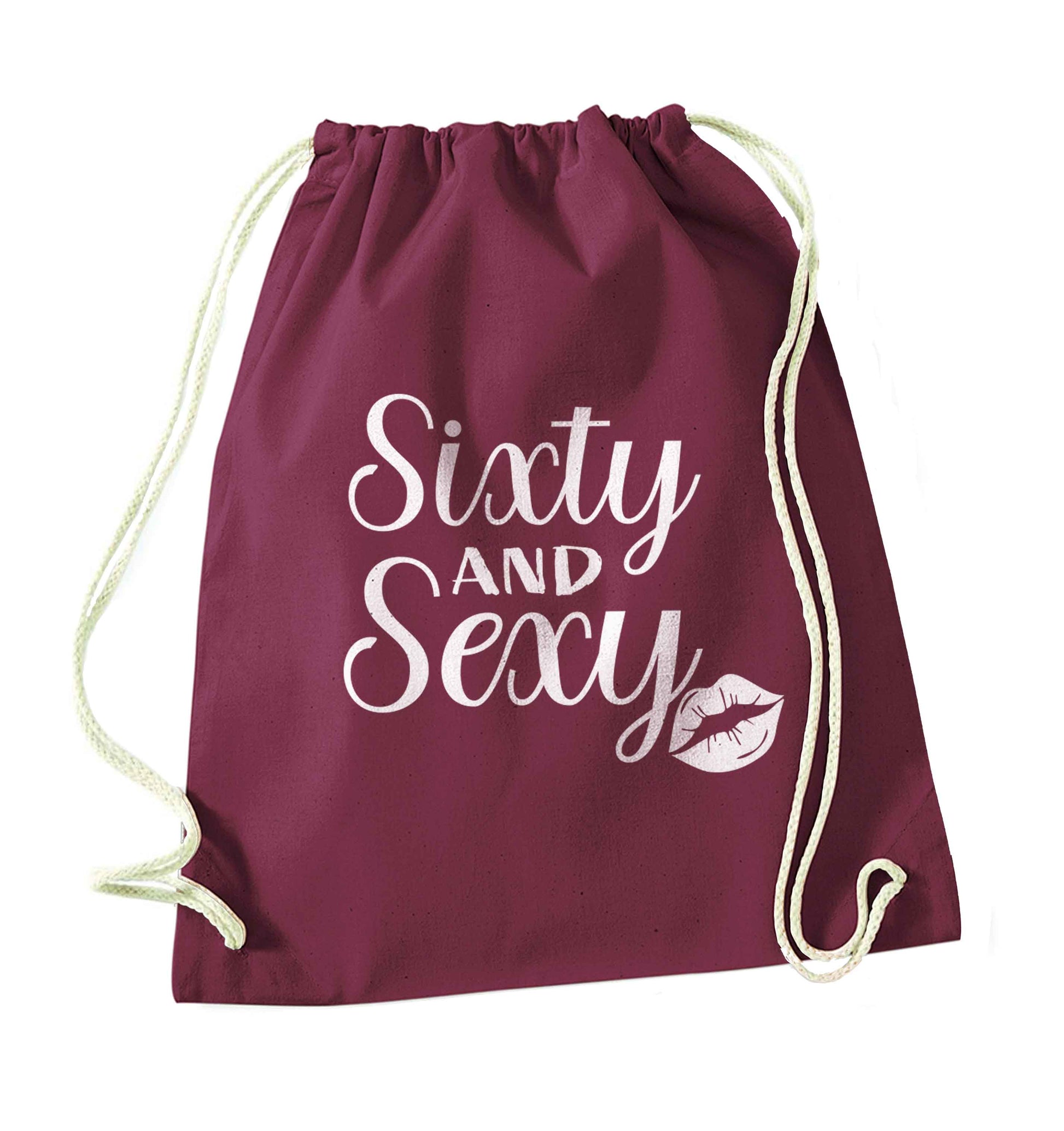 Sixty and sexy maroon drawstring bag