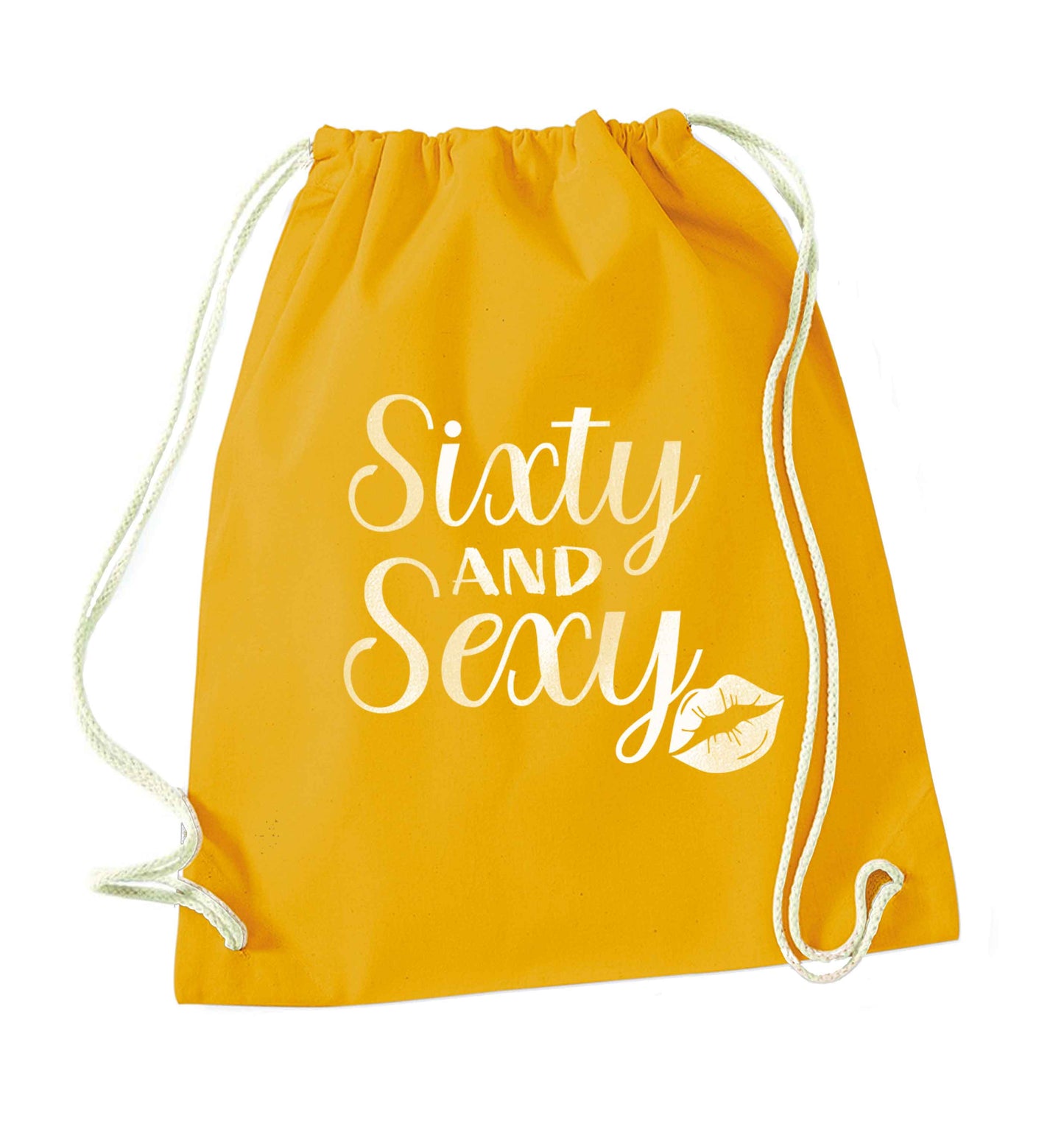 Sixty and sexy mustard drawstring bag