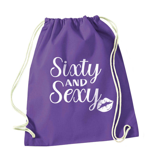 Sixty and sexy purple drawstring bag