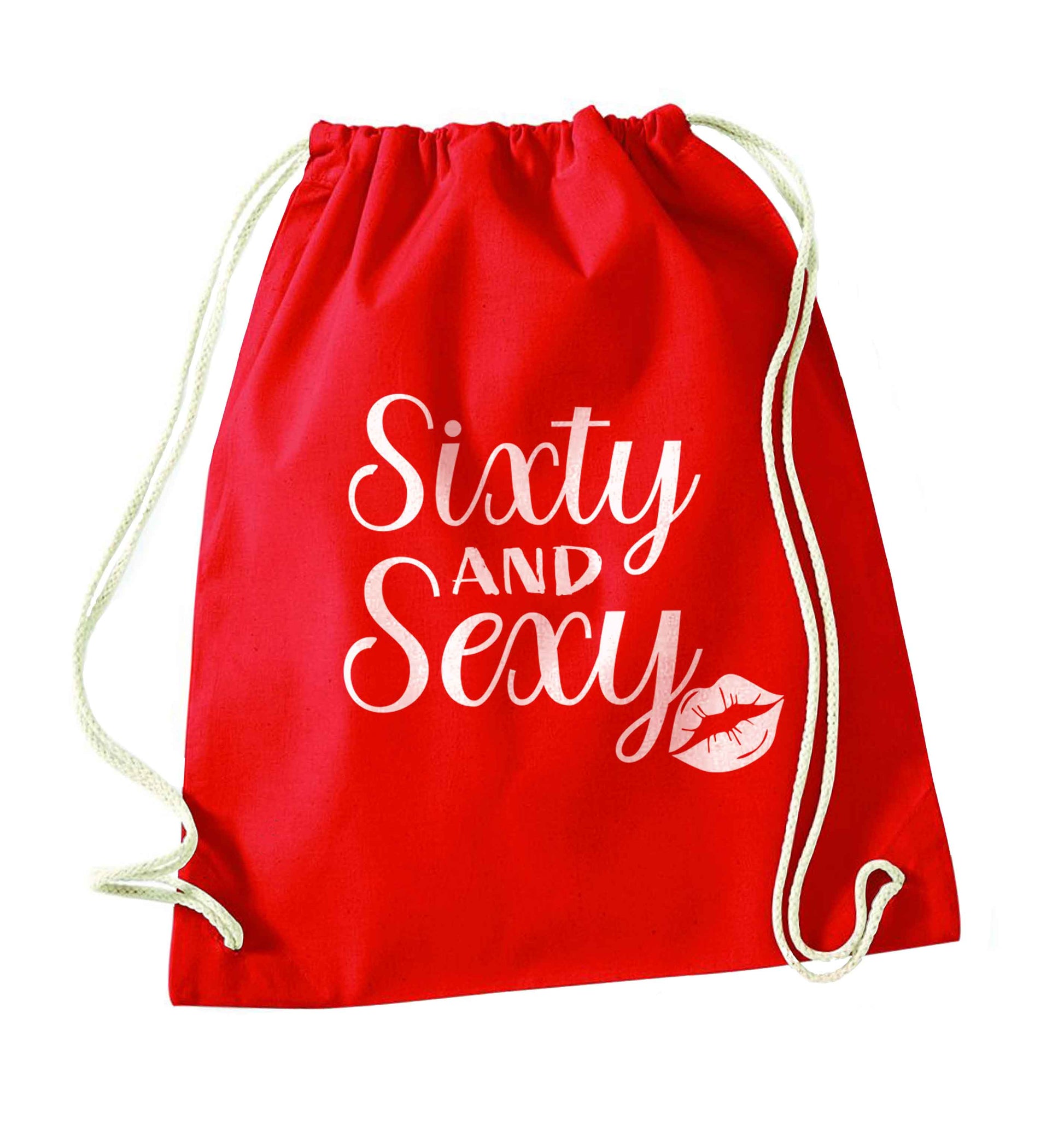 Sixty and sexy red drawstring bag 
