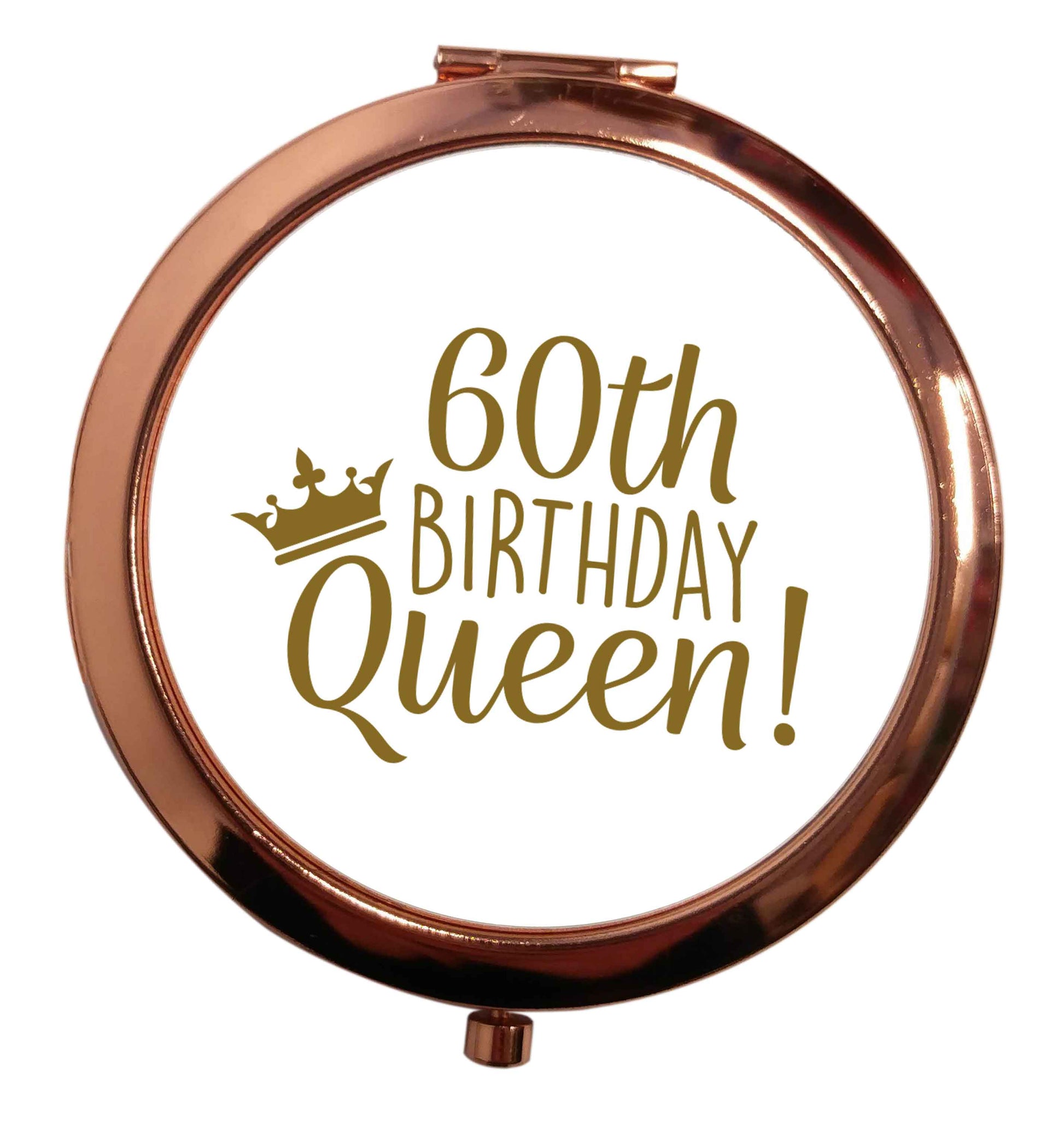 60th birthday Queen rose gold circle pocket mirror