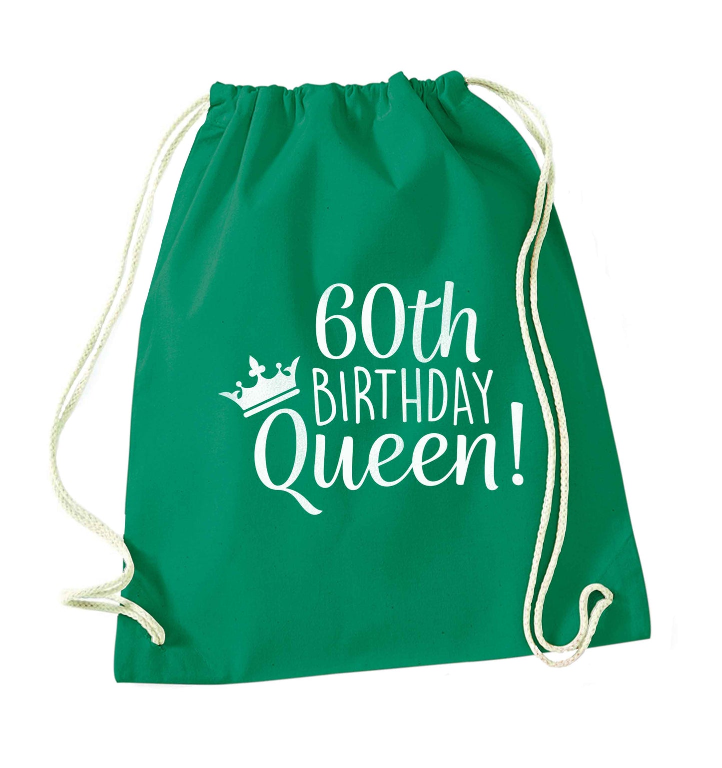 60th birthday Queen green drawstring bag