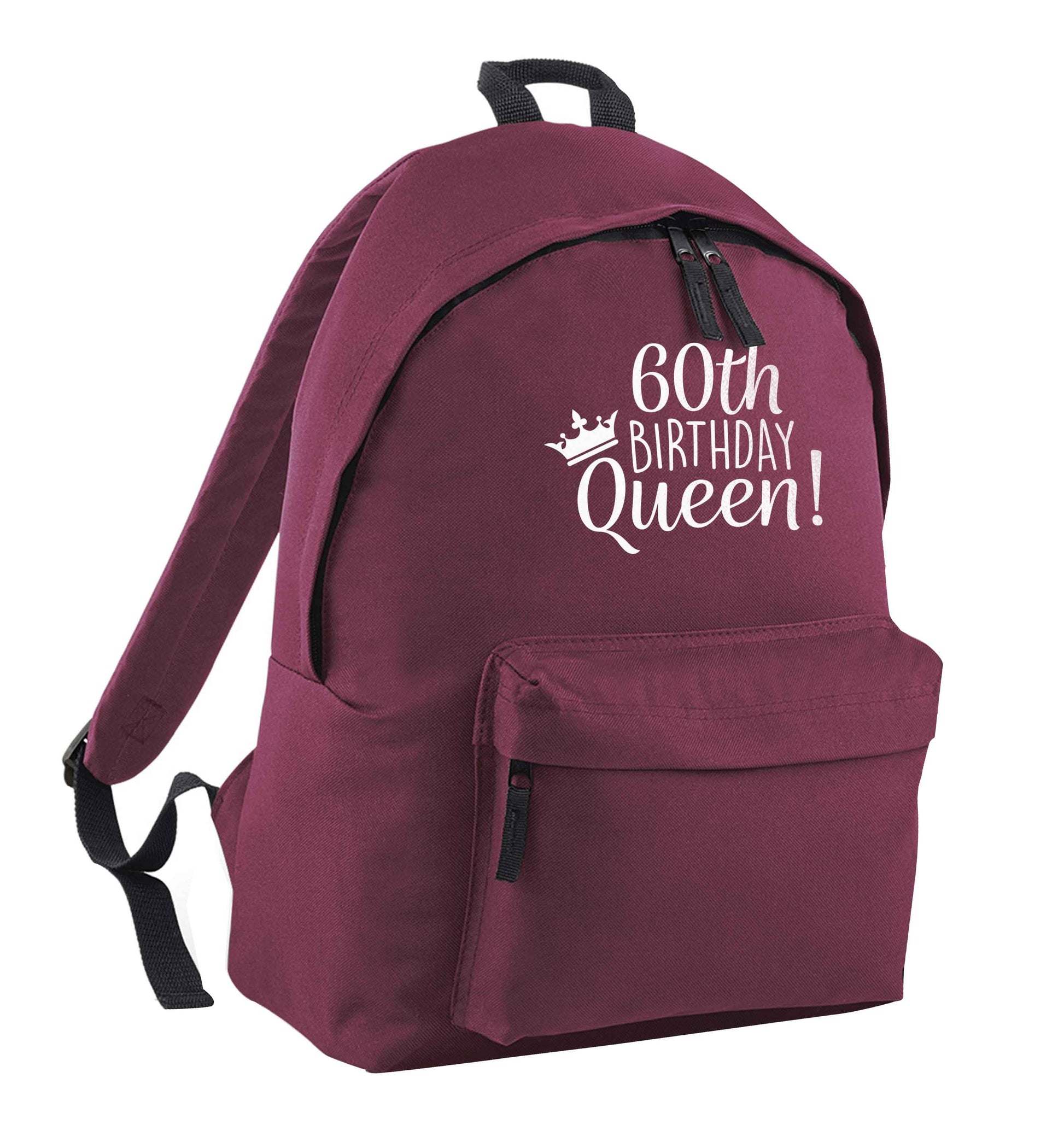60th birthday Queen maroon adults backpack