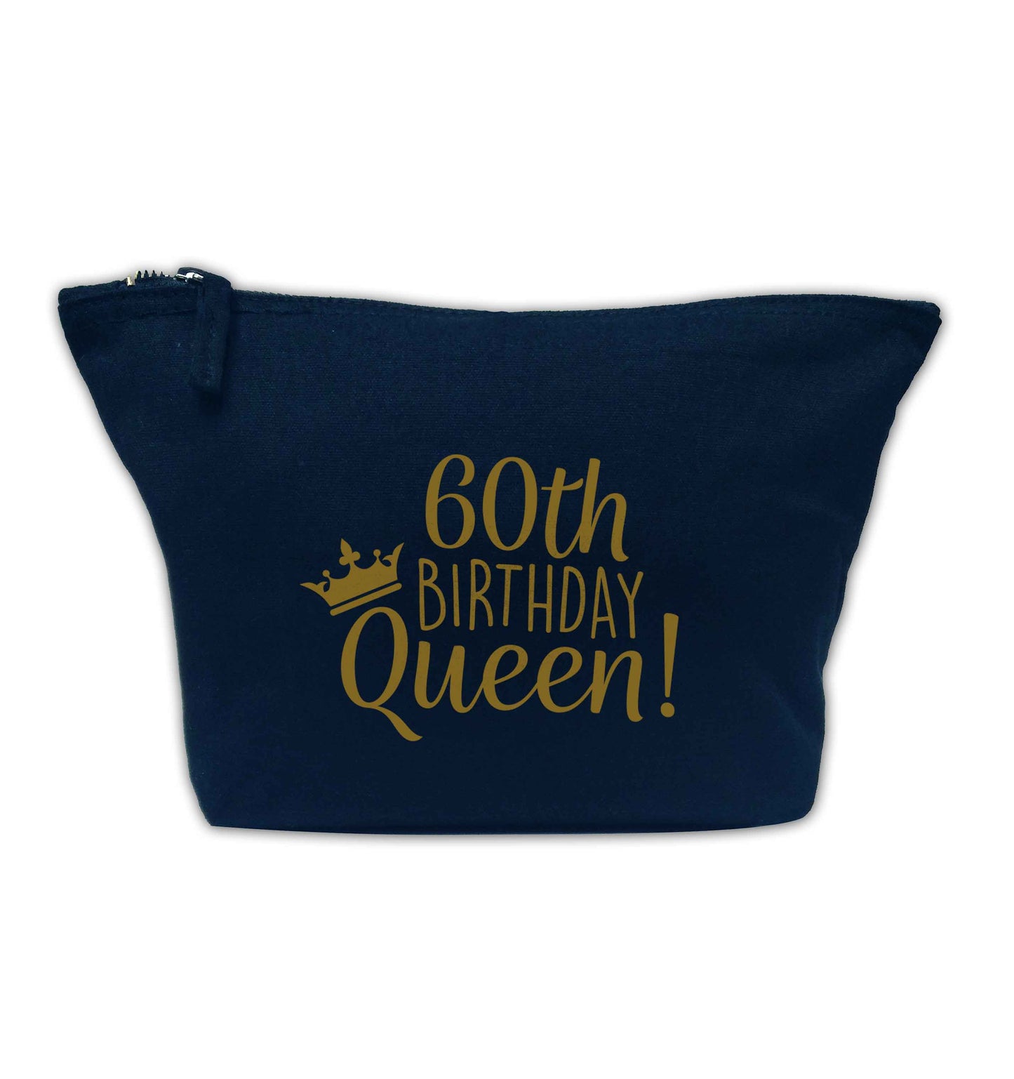 60th birthday Queen navy makeup bag