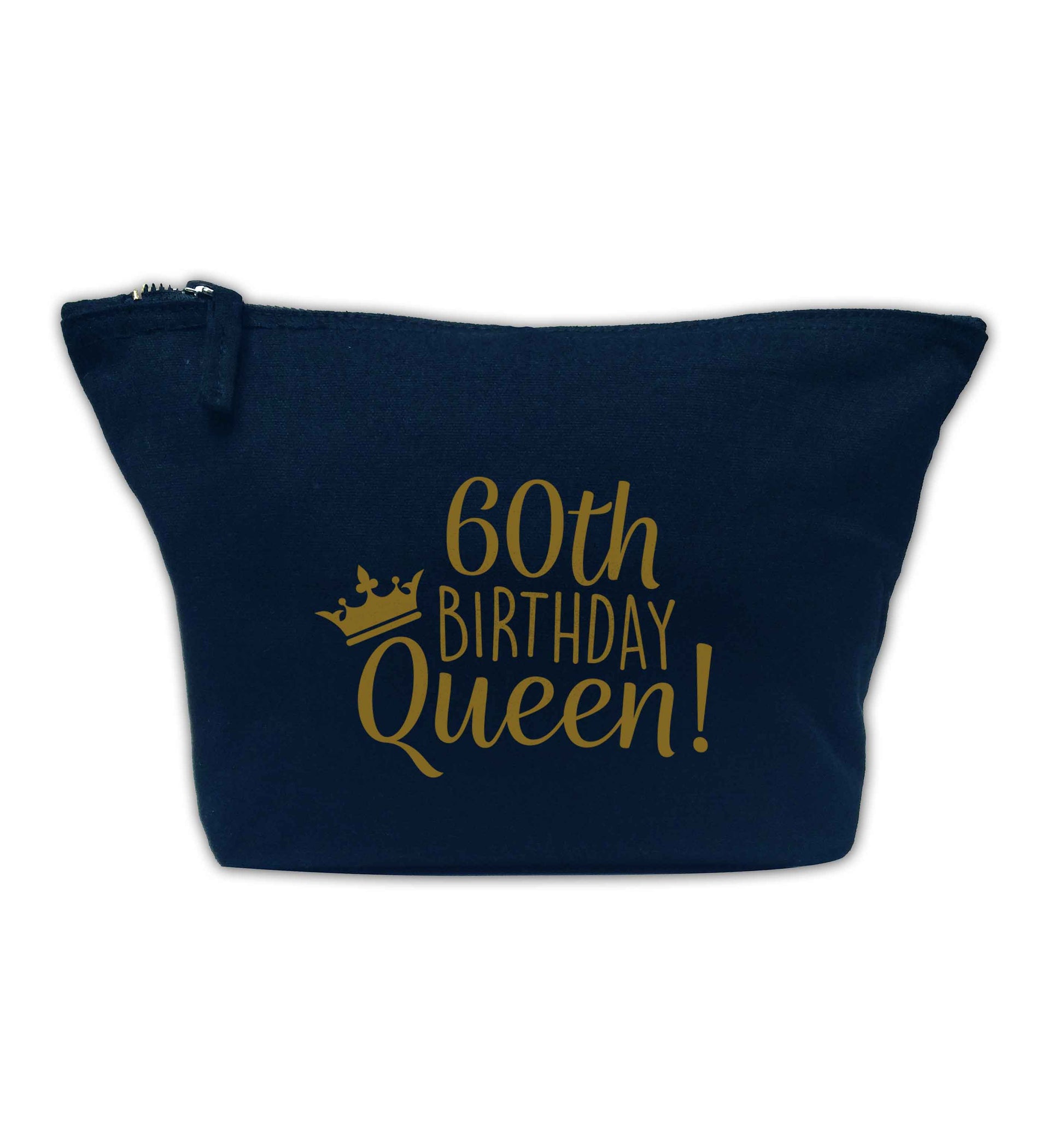 60th birthday Queen navy makeup bag
