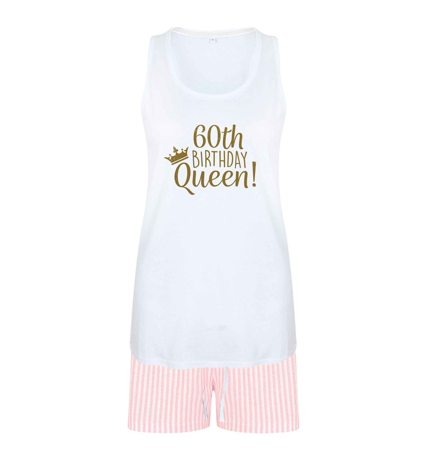 60th birthday Queen size XL women's pyjama shorts set in pink