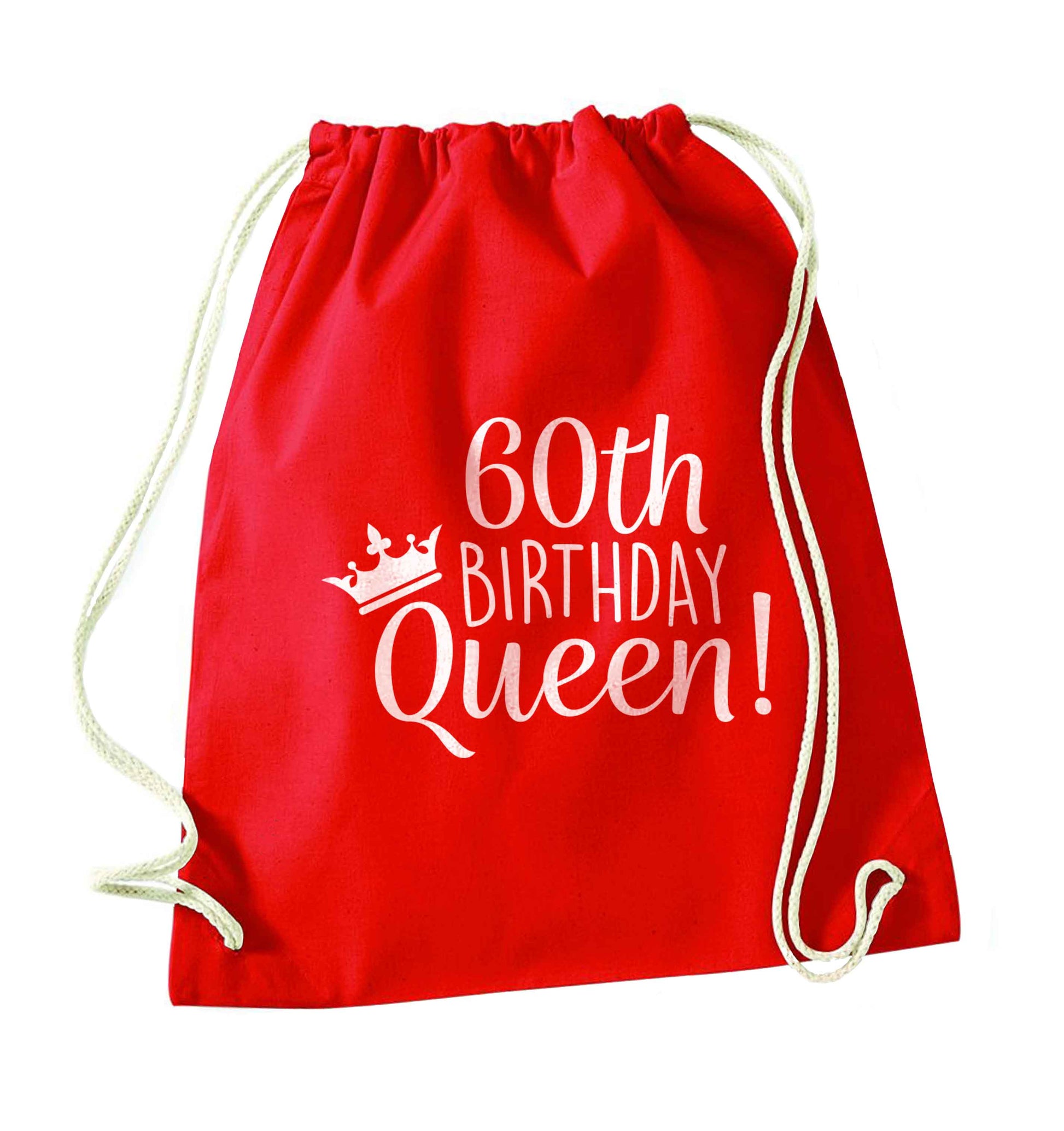 60th birthday Queen red drawstring bag