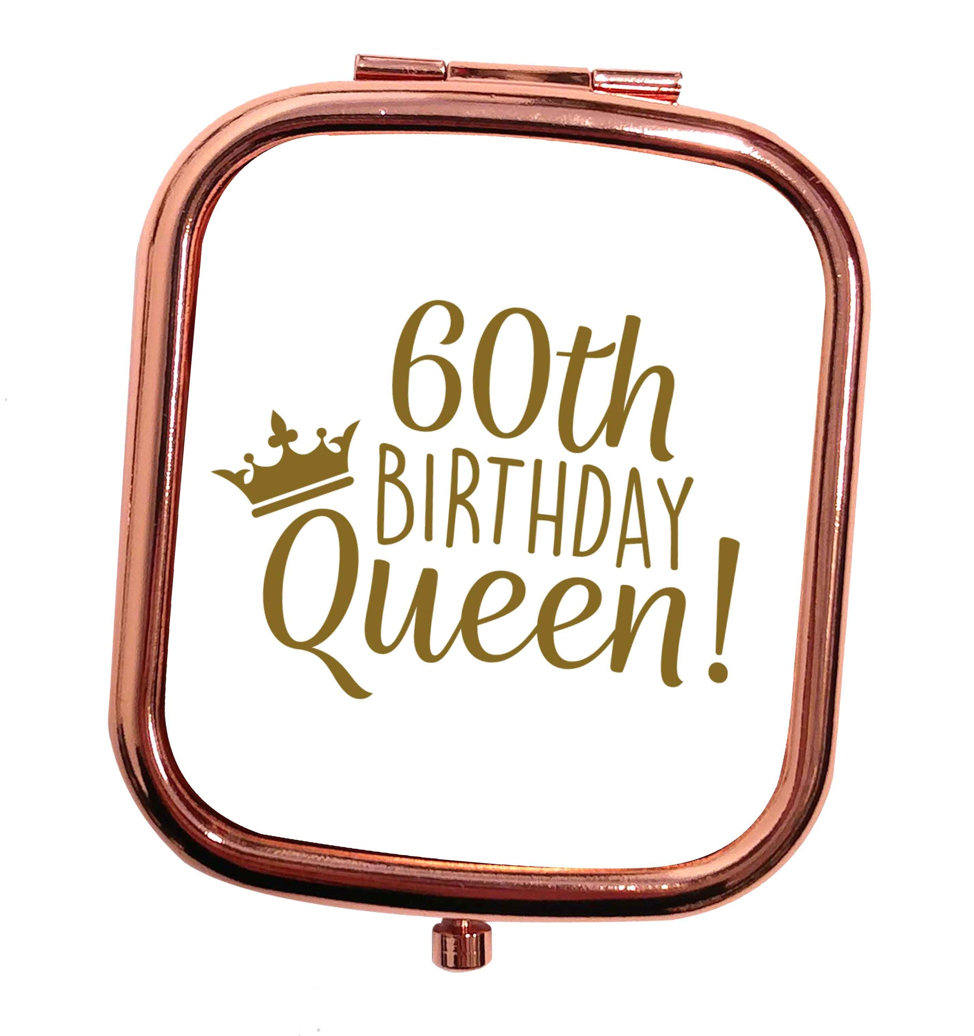 60th birthday Queen rose gold square pocket mirror