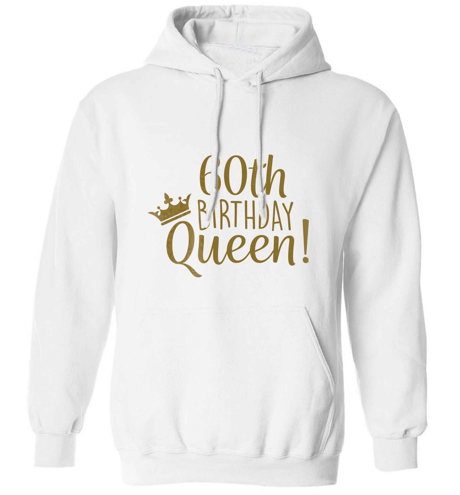60th birthday Queen adults unisex white hoodie 2XL