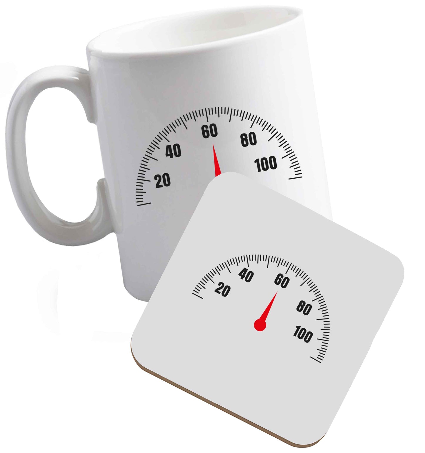 10 oz 60th Birthday speedial ceramic mug and coaster set right handed