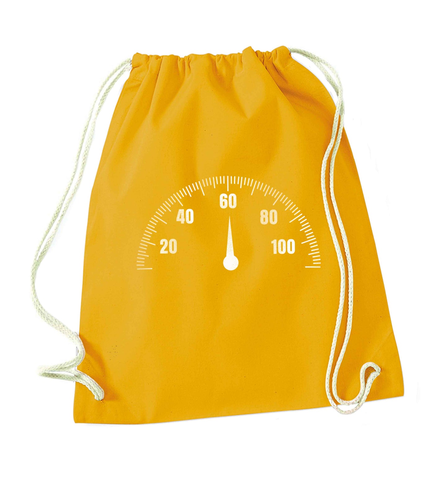 60th Birthday speedial mustard drawstring bag