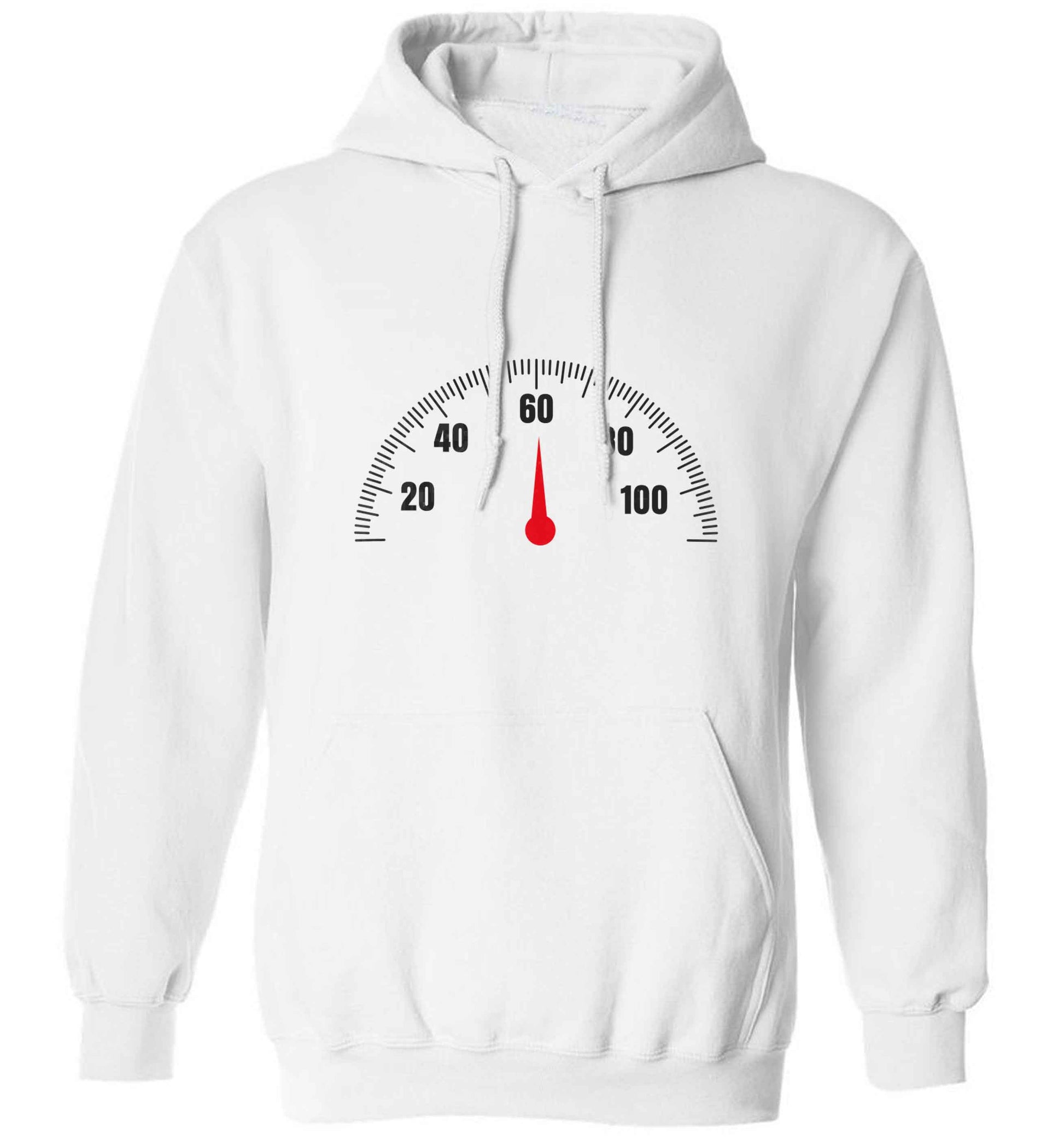 Speed dial 60 adults unisex white hoodie 2XL