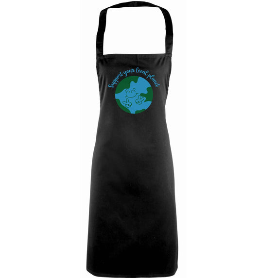 Support your local planet adults black apron