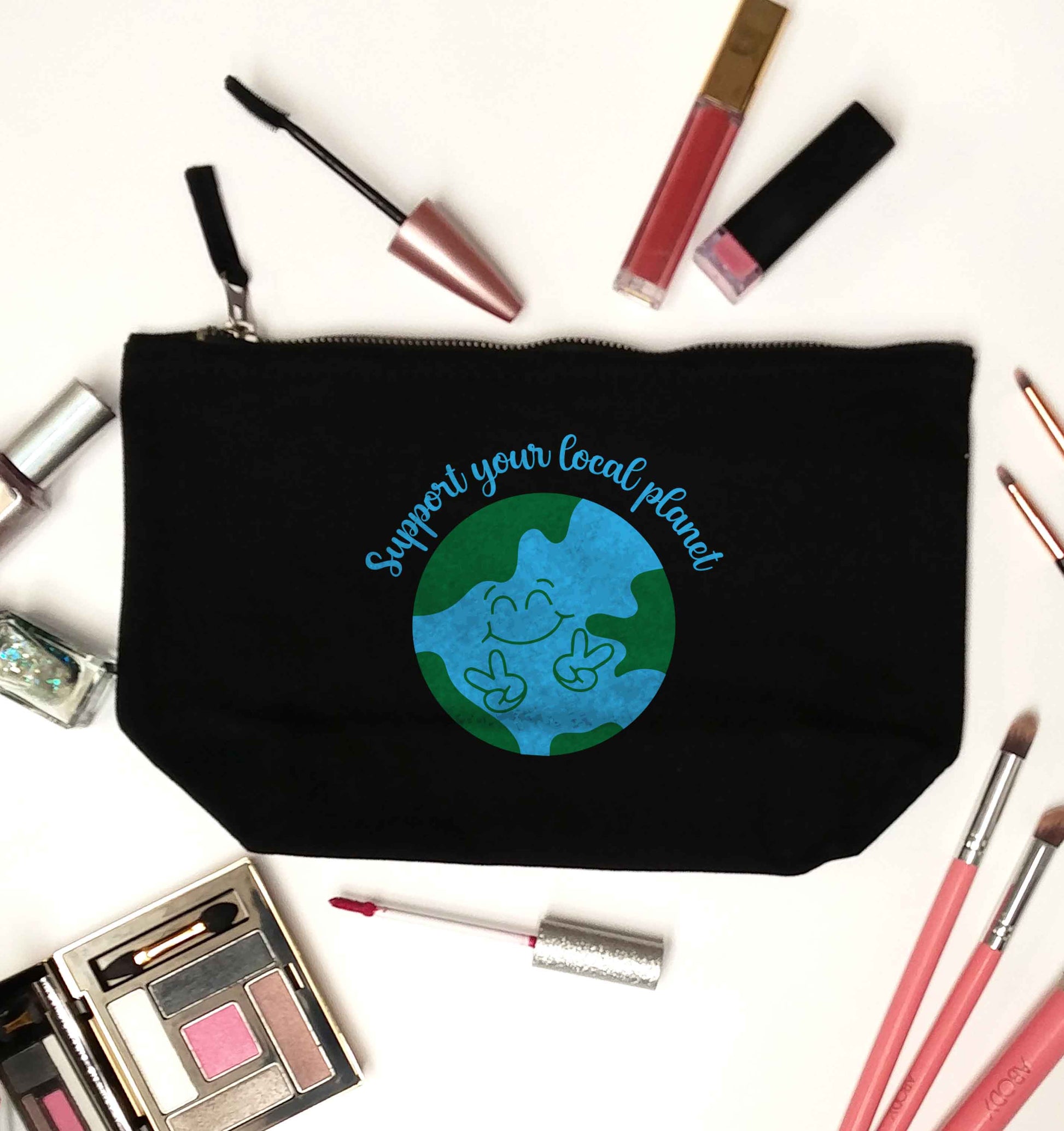 Support your local planet black makeup bag