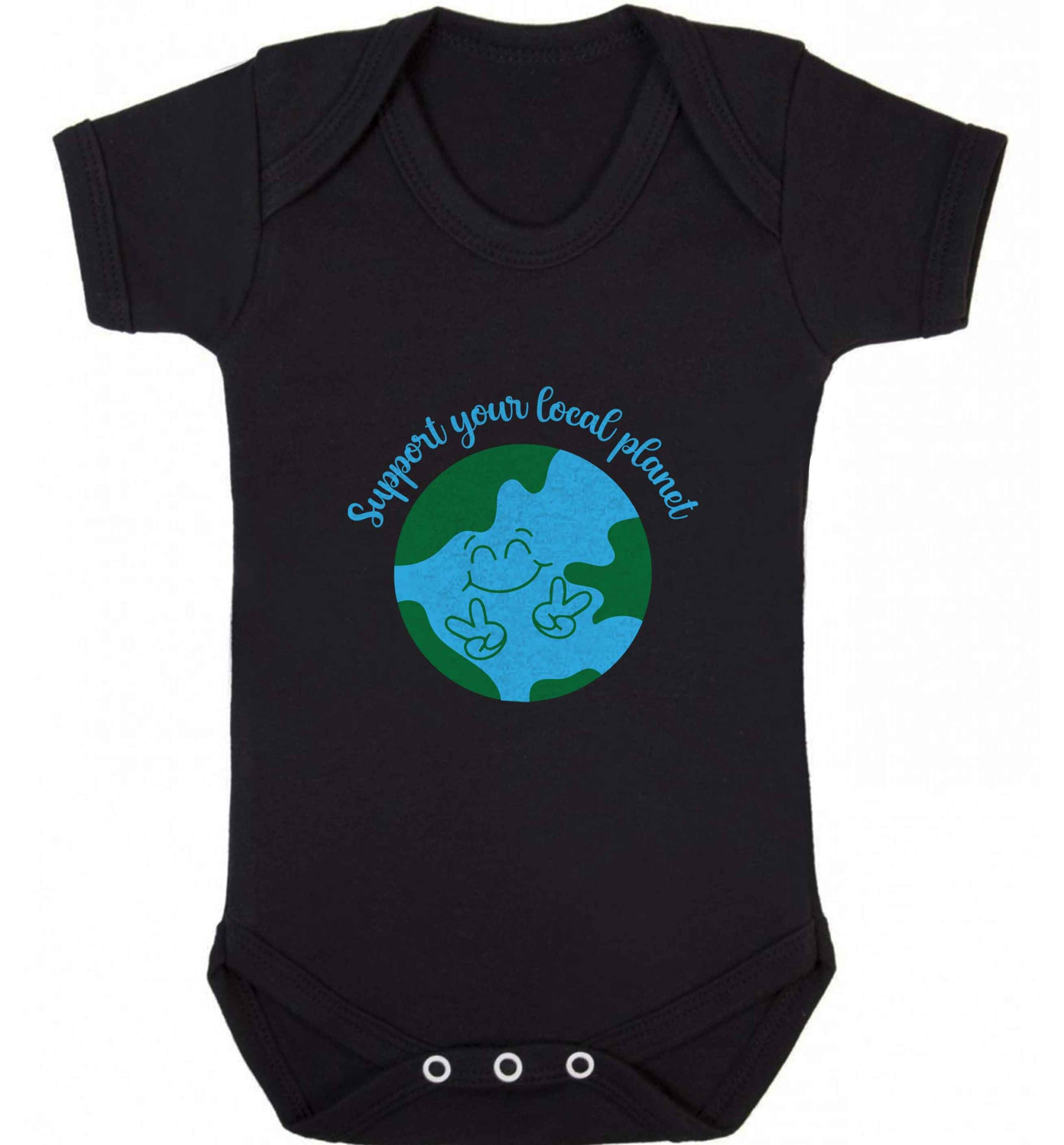 Support your local planet baby vest black 18-24 months