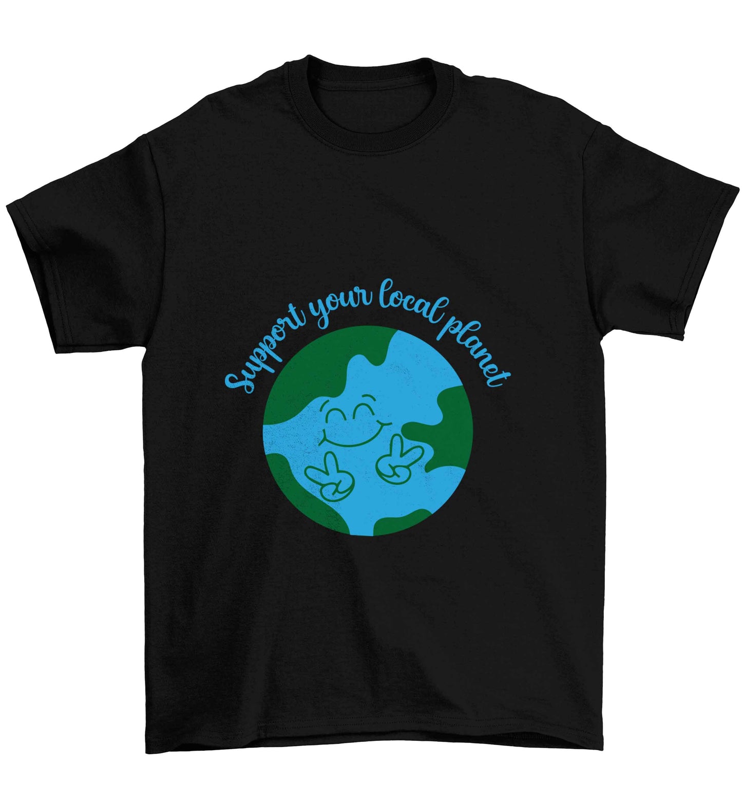Support your local planet Children's black Tshirt 12-13 Years