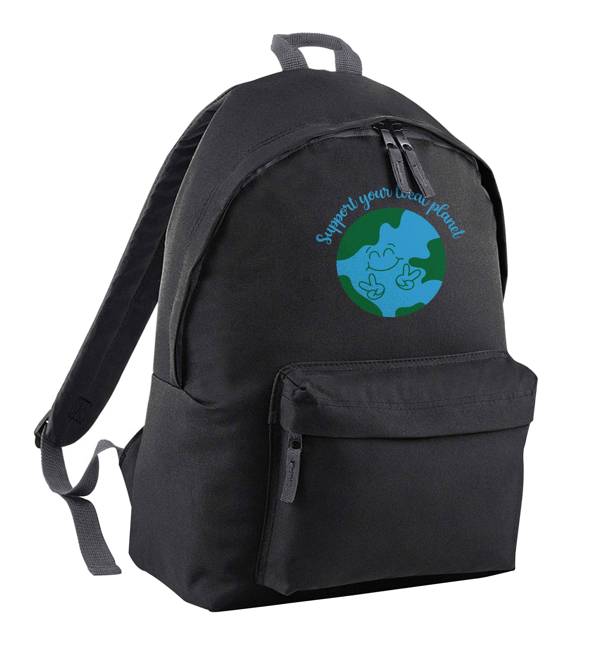 Support your local planet black children's backpack