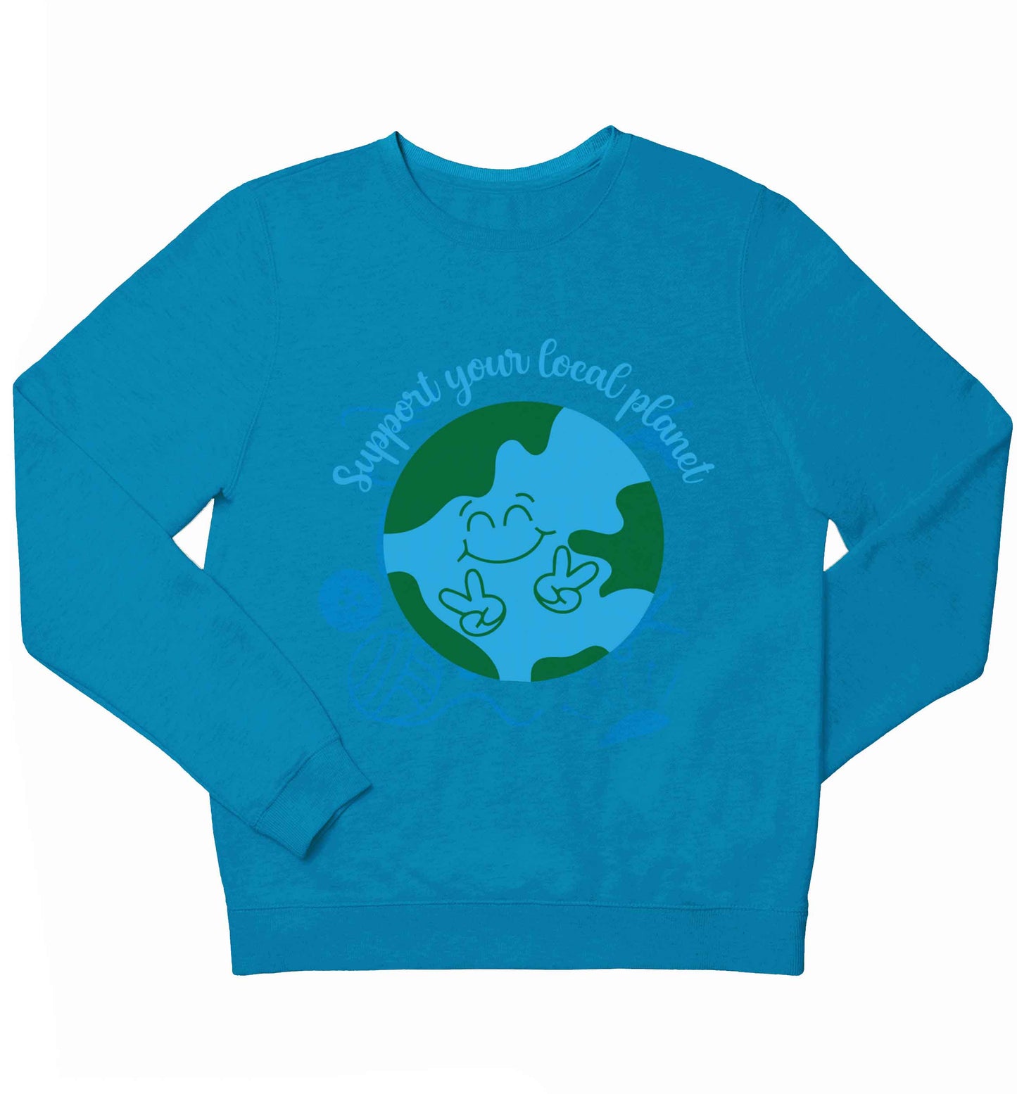 Support your local planet children's blue sweater 12-13 Years
