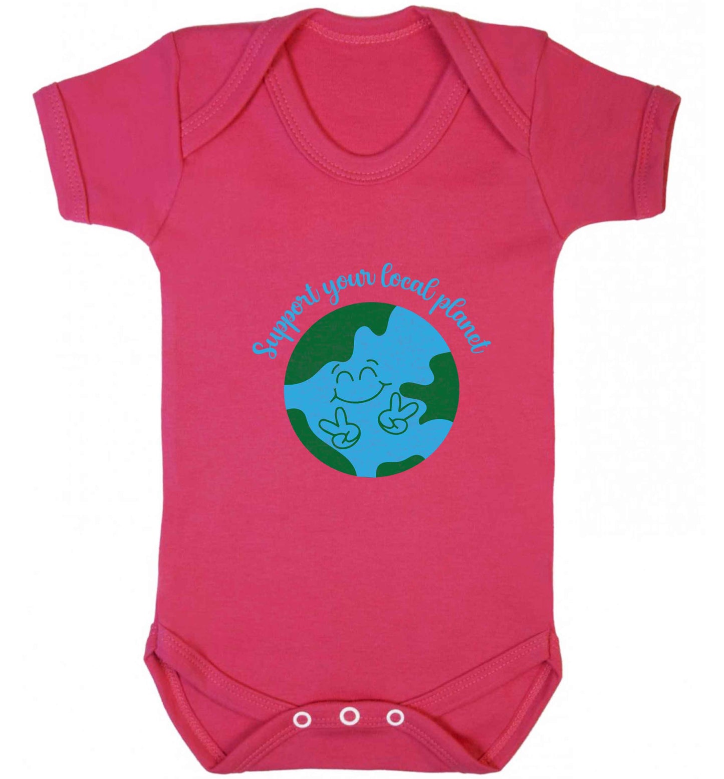 Support your local planet baby vest dark pink 18-24 months