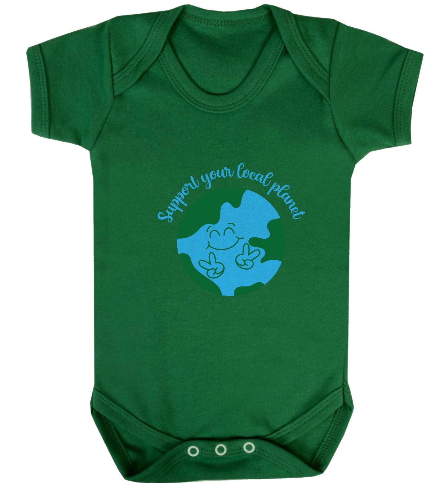 Support your local planet baby vest green 18-24 months