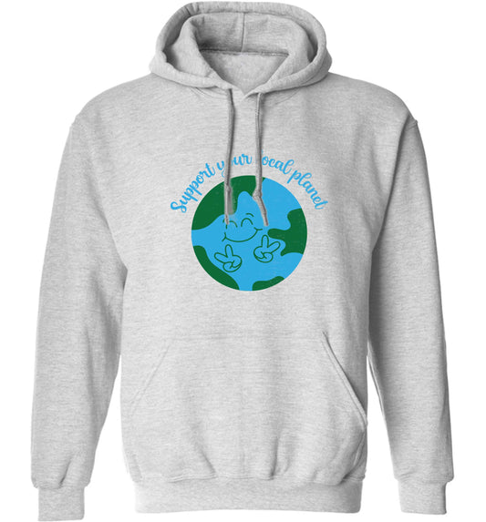 Support your local planet adults unisex grey hoodie 2XL