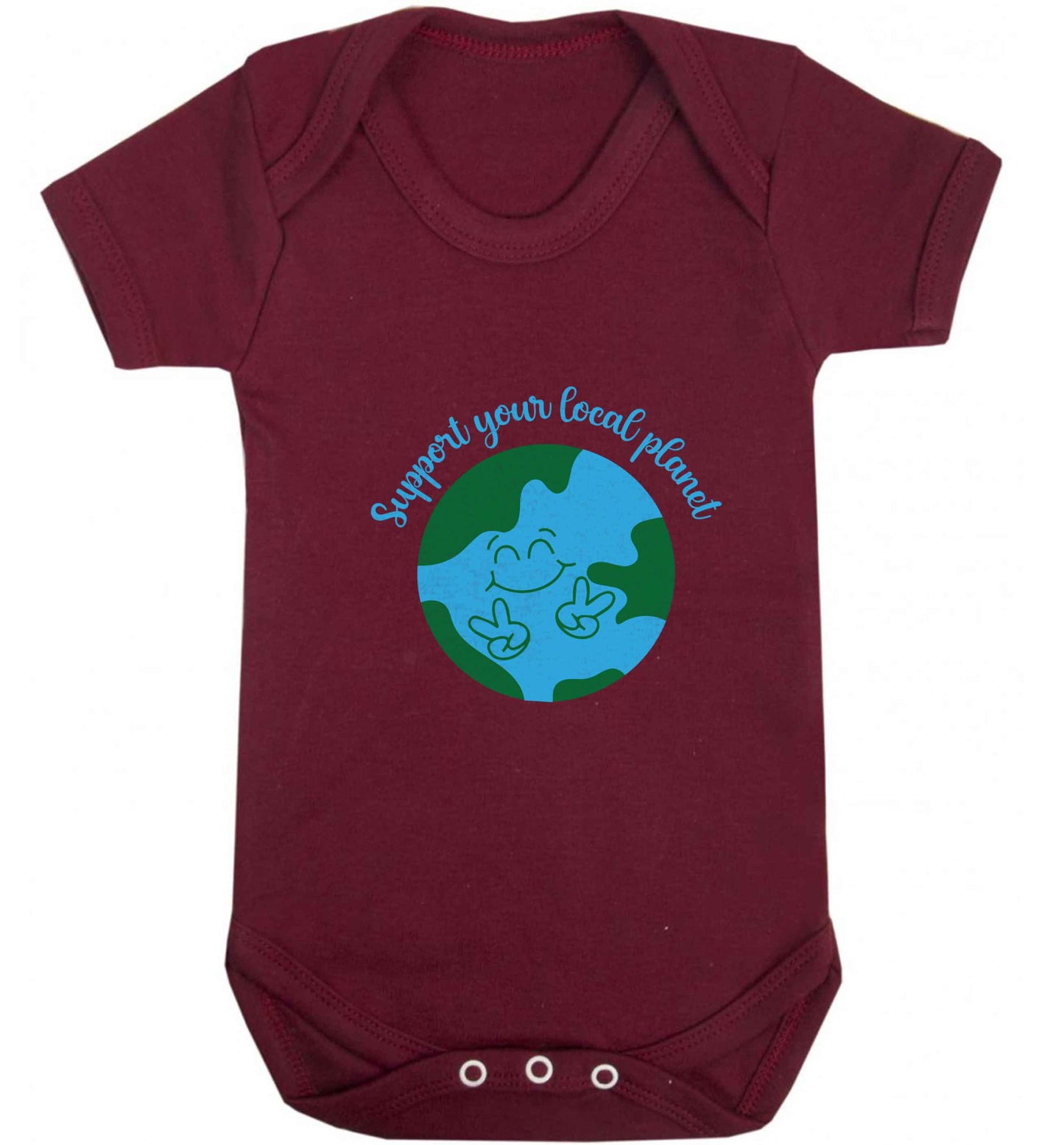 Support your local planet baby vest maroon 18-24 months