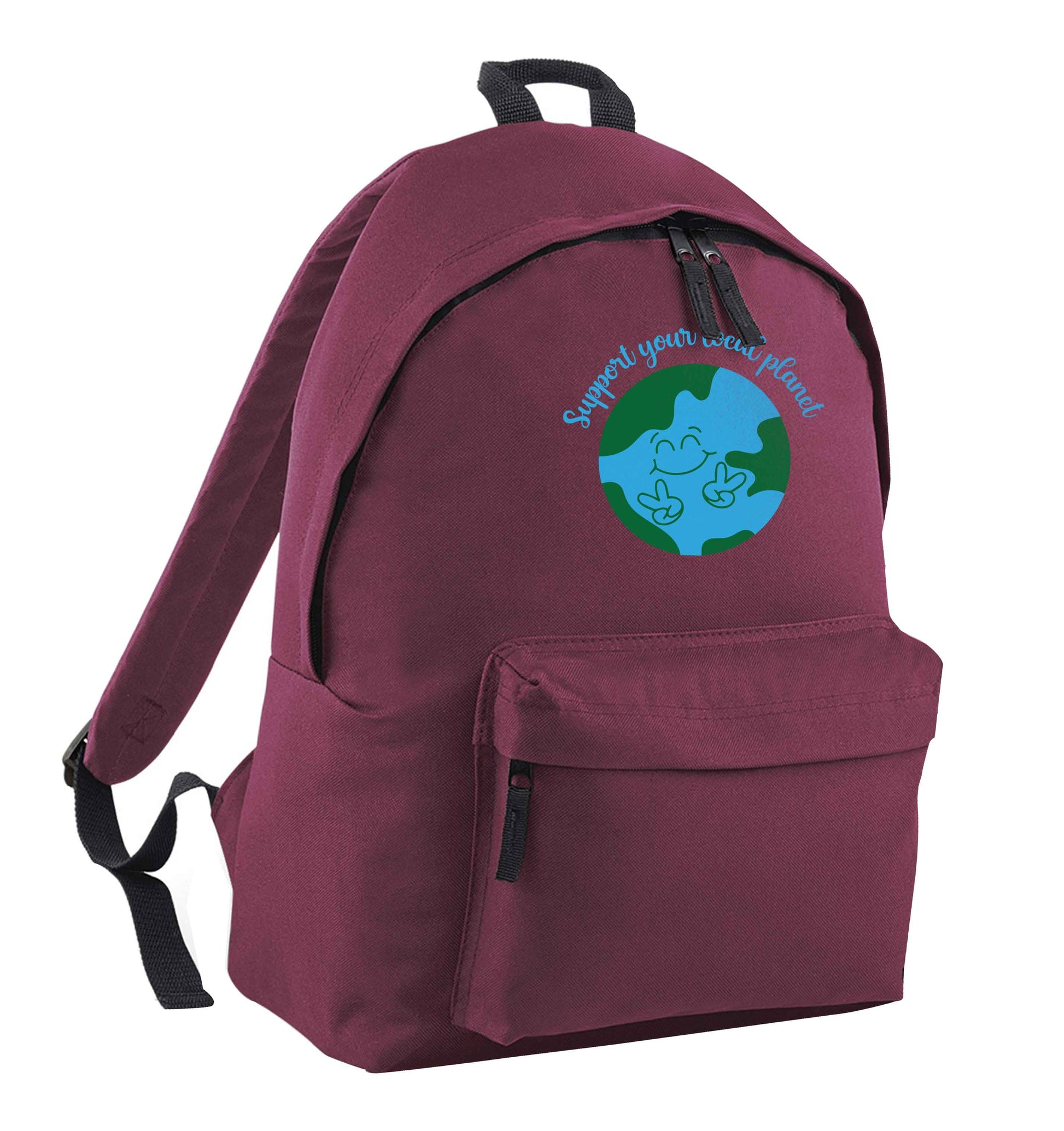 Support your local planet maroon children's backpack