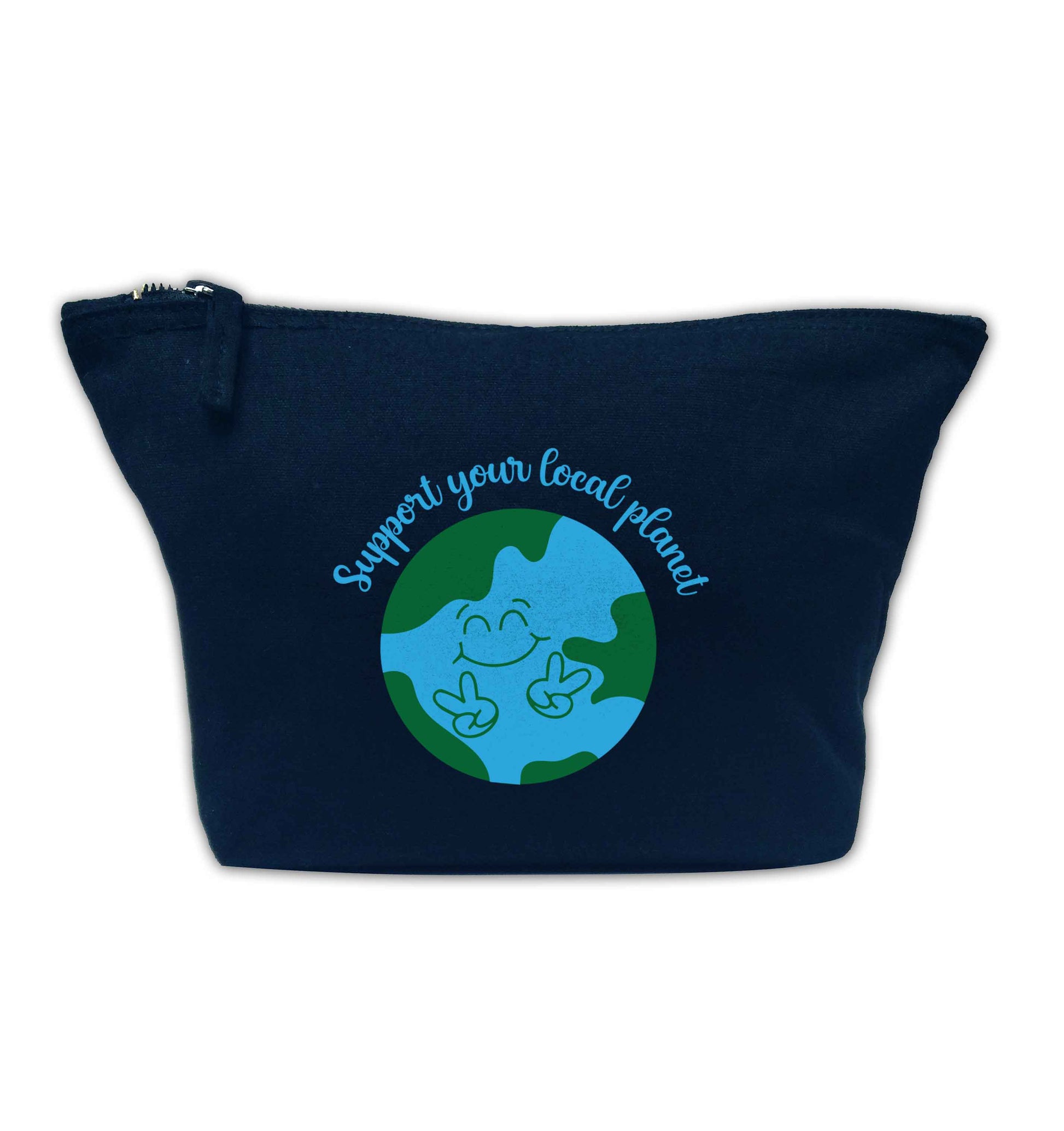 Support your local planet navy makeup bag