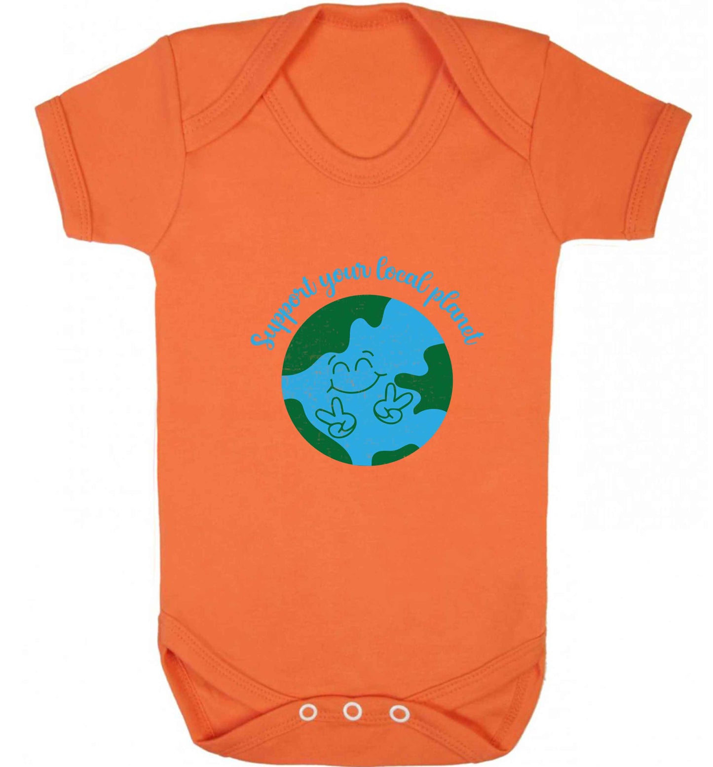 Support your local planet baby vest orange 18-24 months