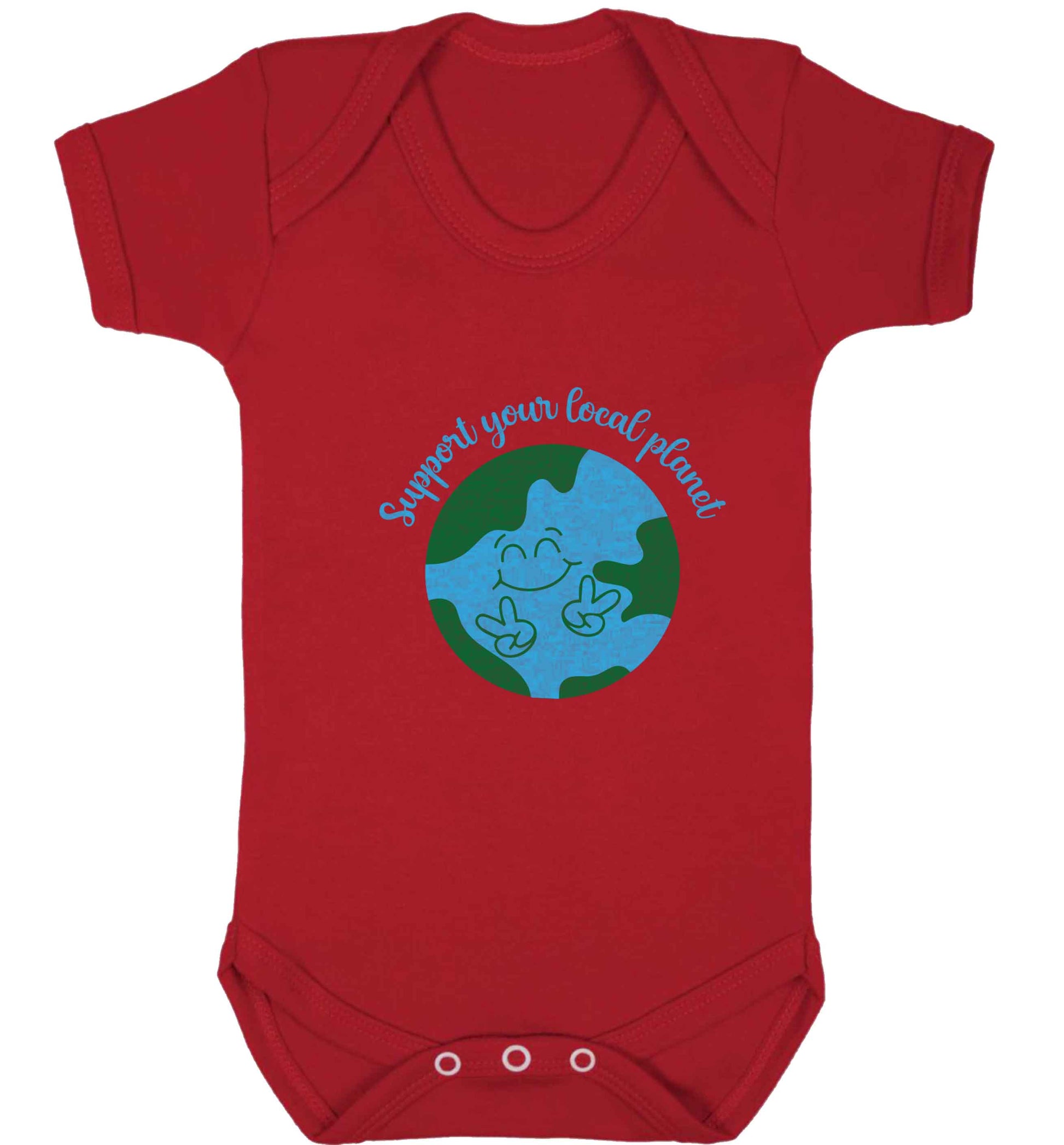 Support your local planet baby vest red 18-24 months
