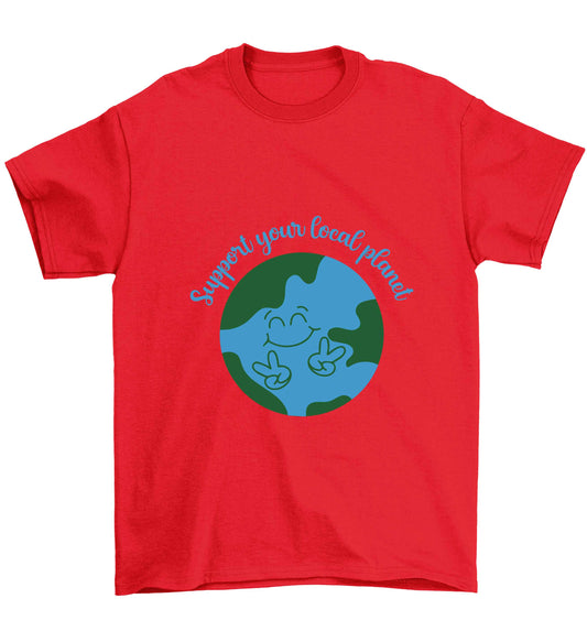 Support your local planet Children's red Tshirt 12-13 Years