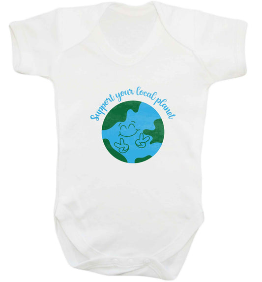 Support your local planet baby vest white 18-24 months