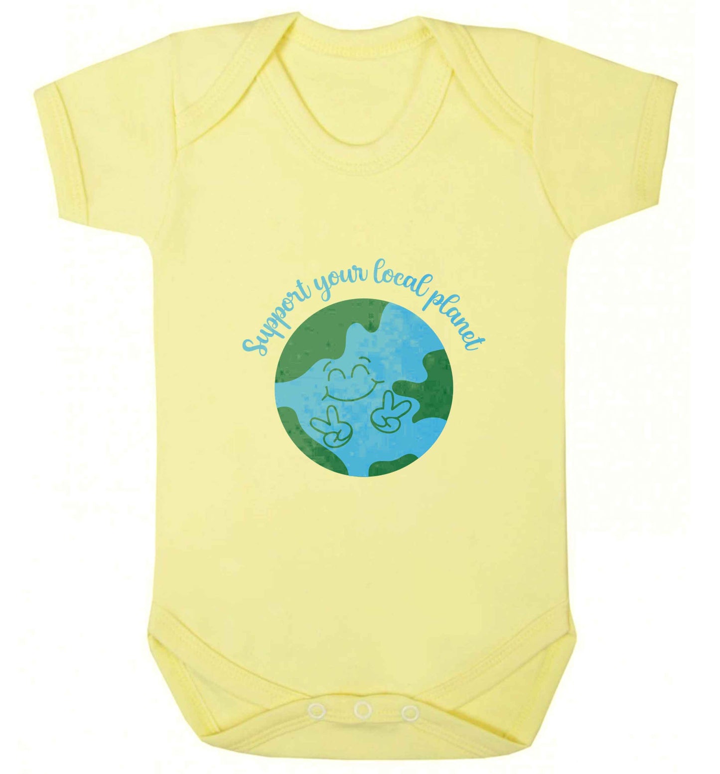 Support your local planet baby vest pale yellow 18-24 months
