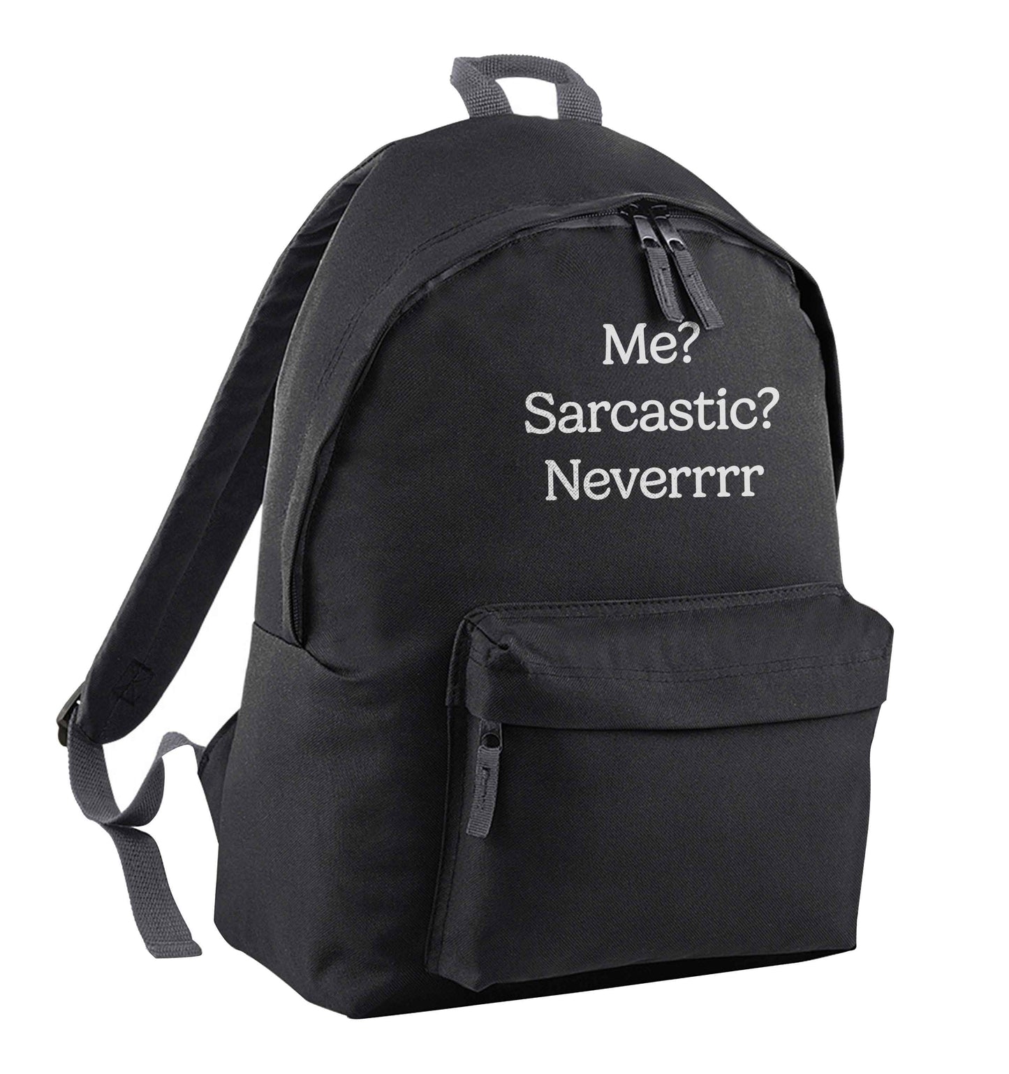 Me? sarcastic? never black children's backpack