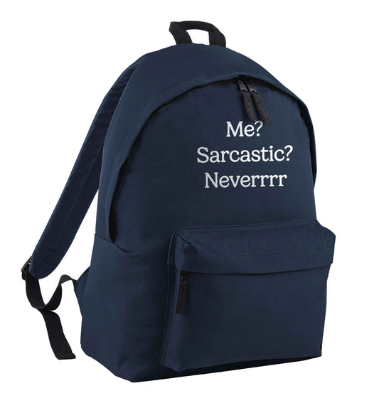 Me? sarcastic? never navy children's backpack