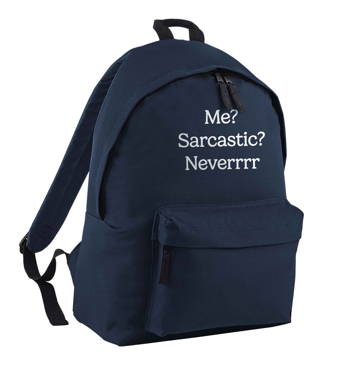 Me? sarcastic? never navy children's backpack
