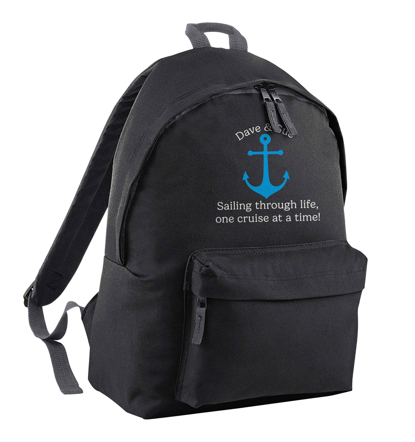 Sailing through life one cruise at a time - personalised black adults backpack