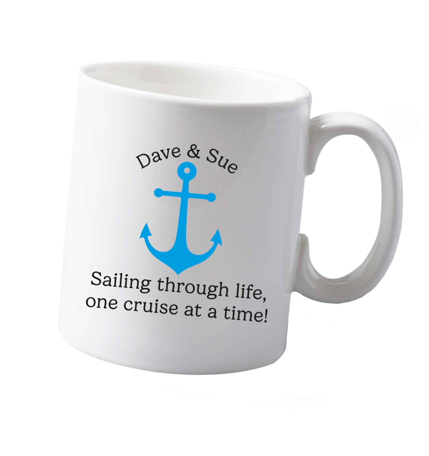 10 oz Sailing through life one cruise at a time - personalised ceramic mug both sides