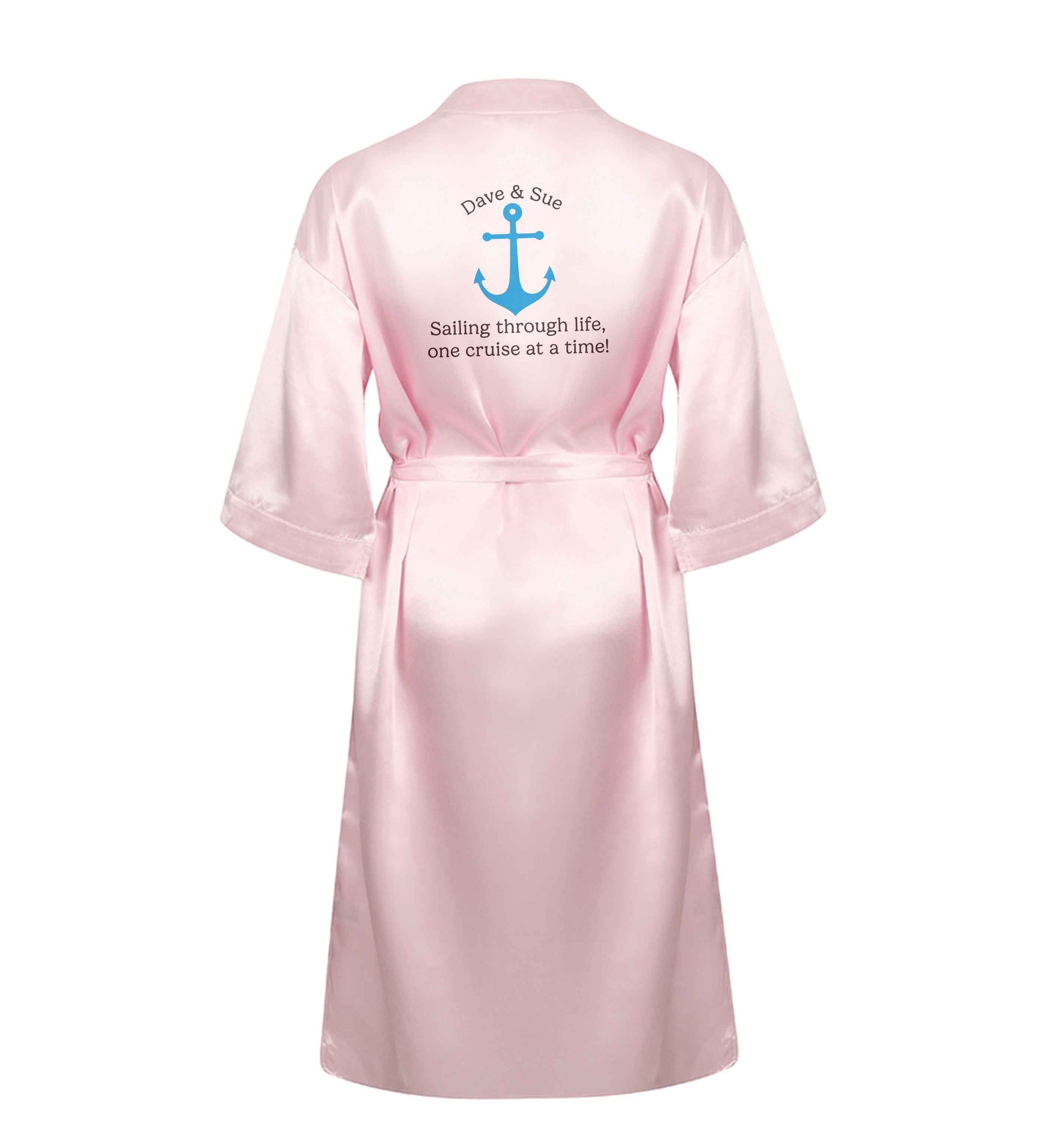 Sailing through life one cruise at a time - personalised XL/XXL pink ladies dressing gown size 16/18