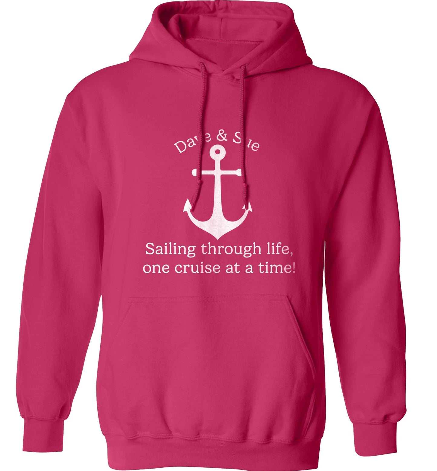 Sailing through life one cruise at a time - personalised adults unisex pink hoodie 2XL