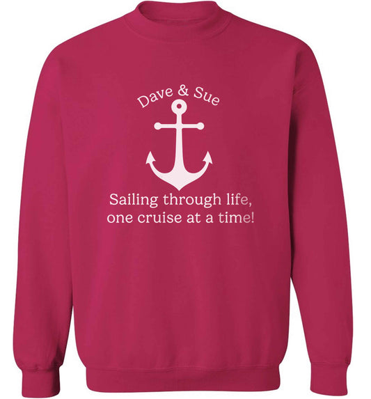 Sailing through life one cruise at a time - personalised adult's unisex pink sweater 2XL